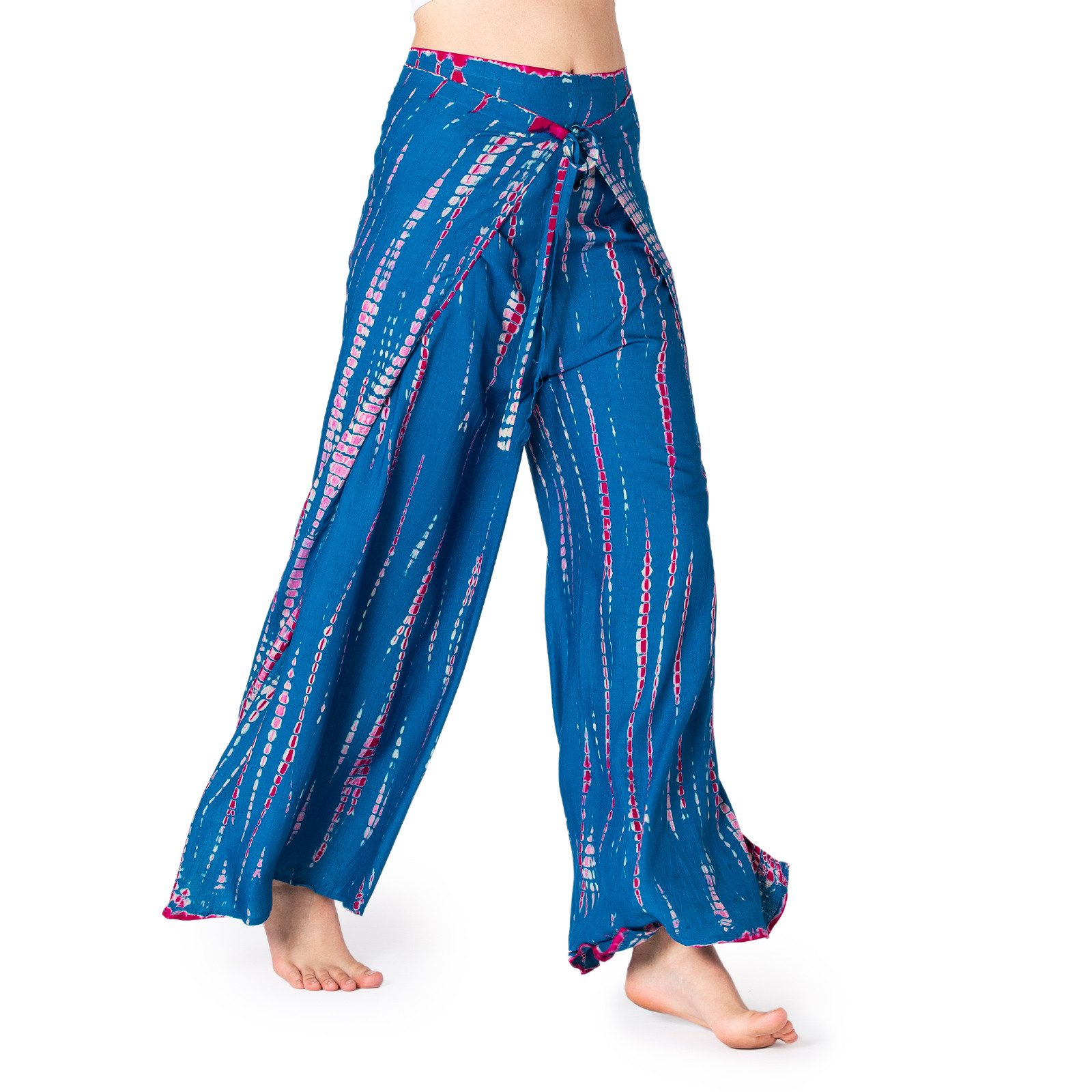 PANASIAM Palazzohose Sunshine Hosenrock im Tie-Dye Design luftige Wickelhose Palazzohose aus natürlicher Viskose Culotte mit weitem Bein für Urlaub Strand Büro