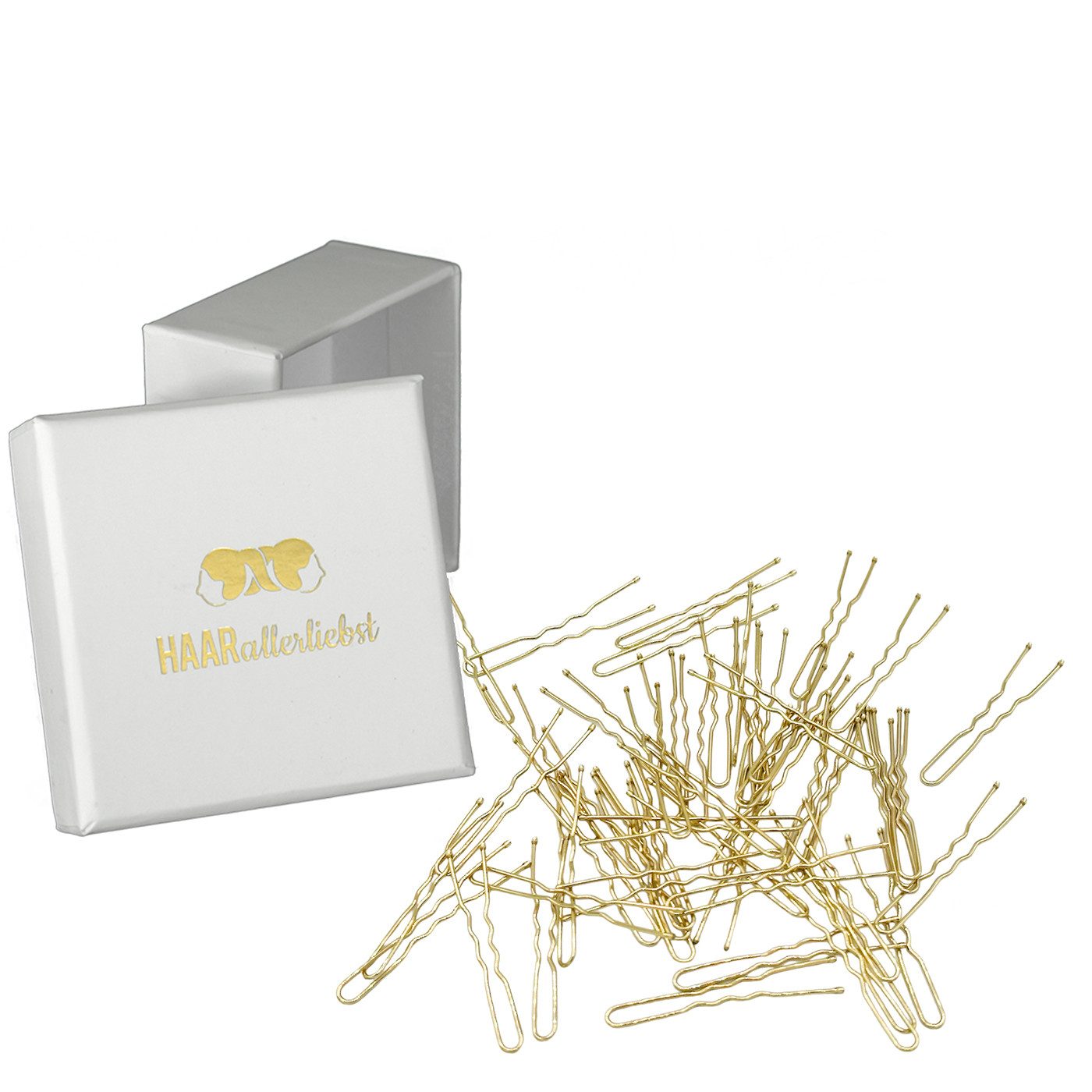 HAARallerliebst Haarnadeln Haarnadeln, Spar-Set, 50-tlg., Farbe gold, 50mm Lang