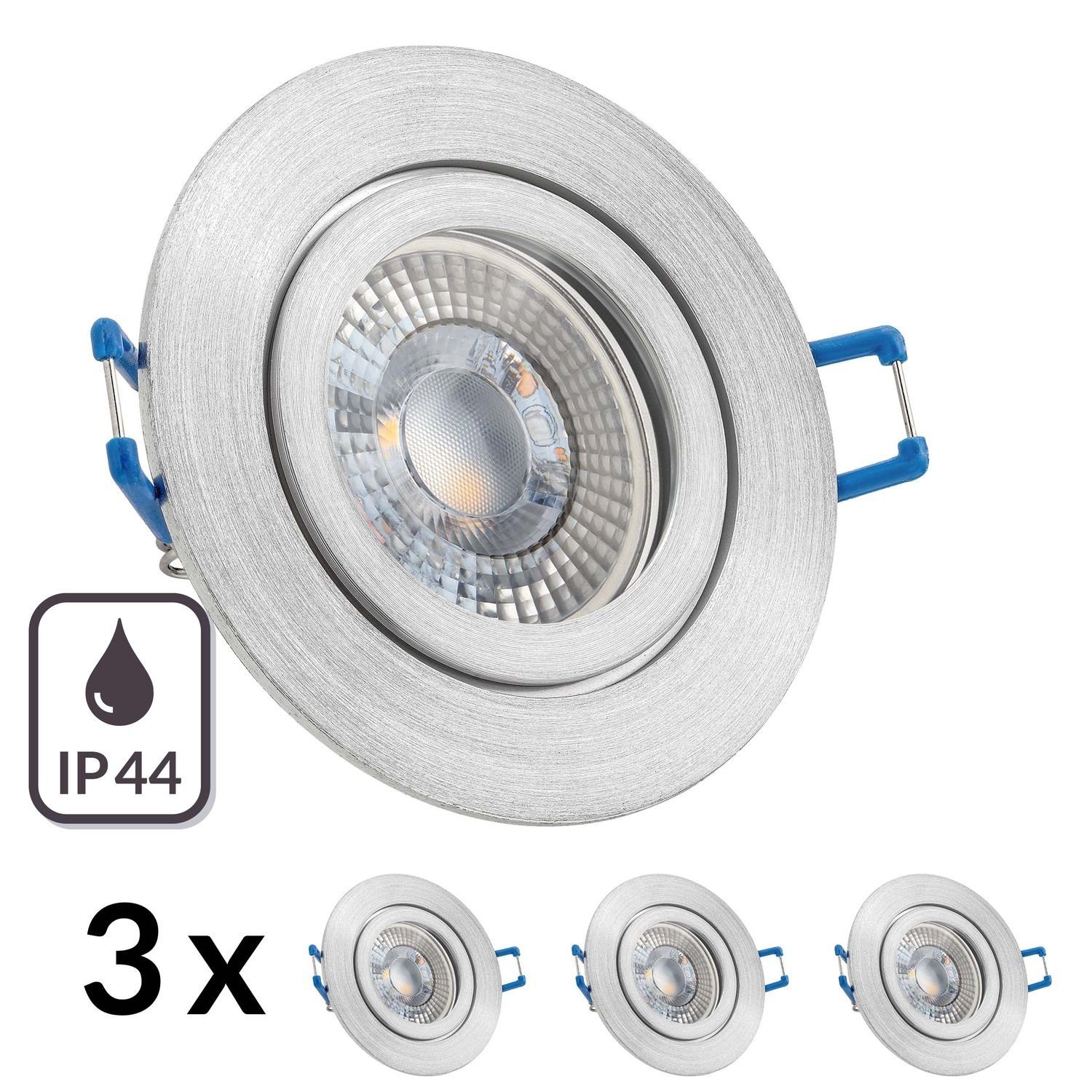 extra natur RGB flach 3er IP44 mit LED in Einbaustrahler aluminium LEDANDO Einbaustrahler Set LED