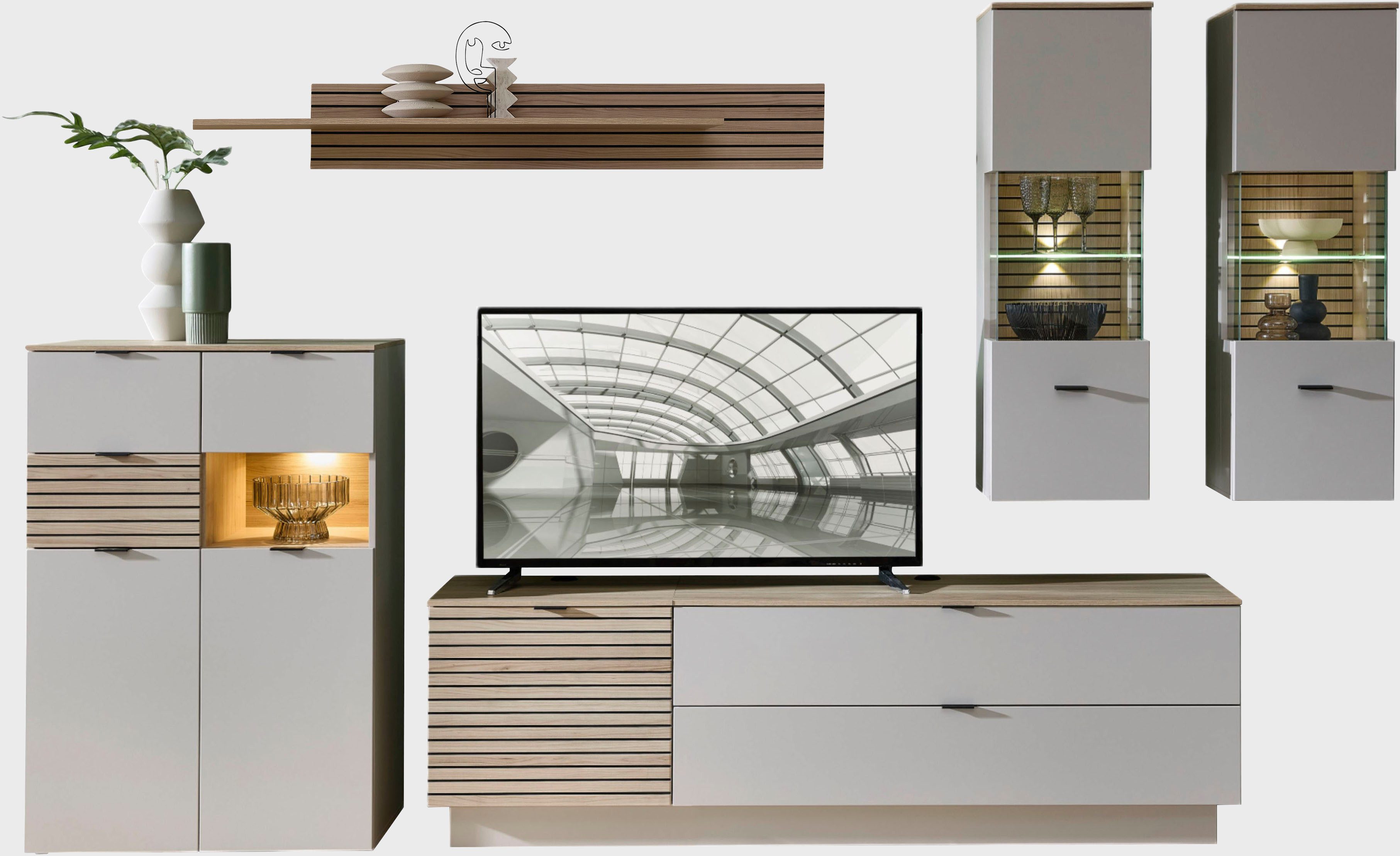 Innostyle Wohnwand Ina Wohnwand, 340x200x44 cm (B/H/T), (6-St)