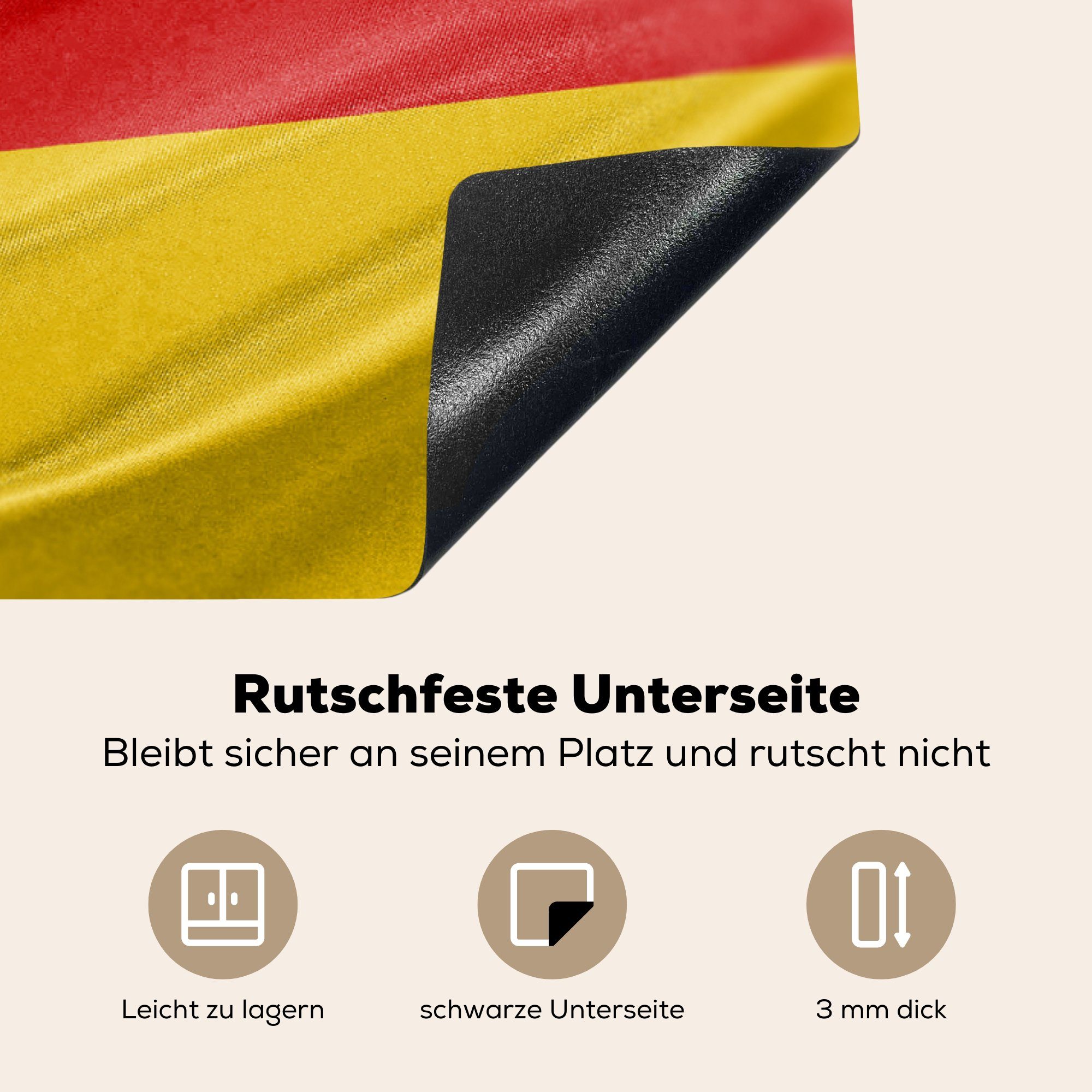 tlg), der Ceranfeldabdeckung, Deutschland, MuchoWow Flagge von Arbeitsplatte Herdblende-/Abdeckplatte 83x51 (1 Nahaufnahme Vinyl, für cm, küche