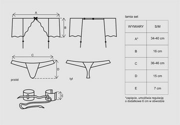 Obsessive Strapsgürtel 3-tlg. Dessous Set Lamia: Strumpfhaltergürtel, String, Handschellen