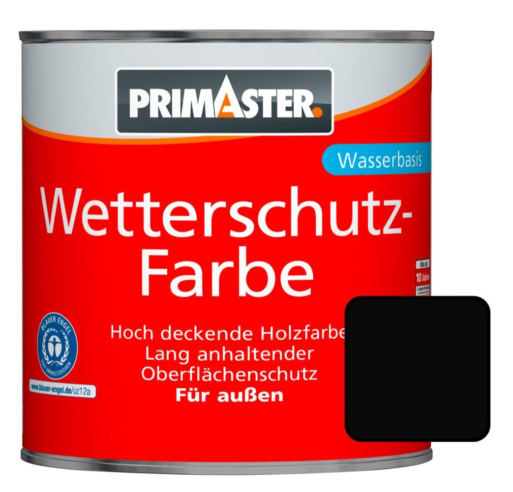 Primaster Holzschutzlasur Primaster Wetterschutzfarbe 750 ml schwarz