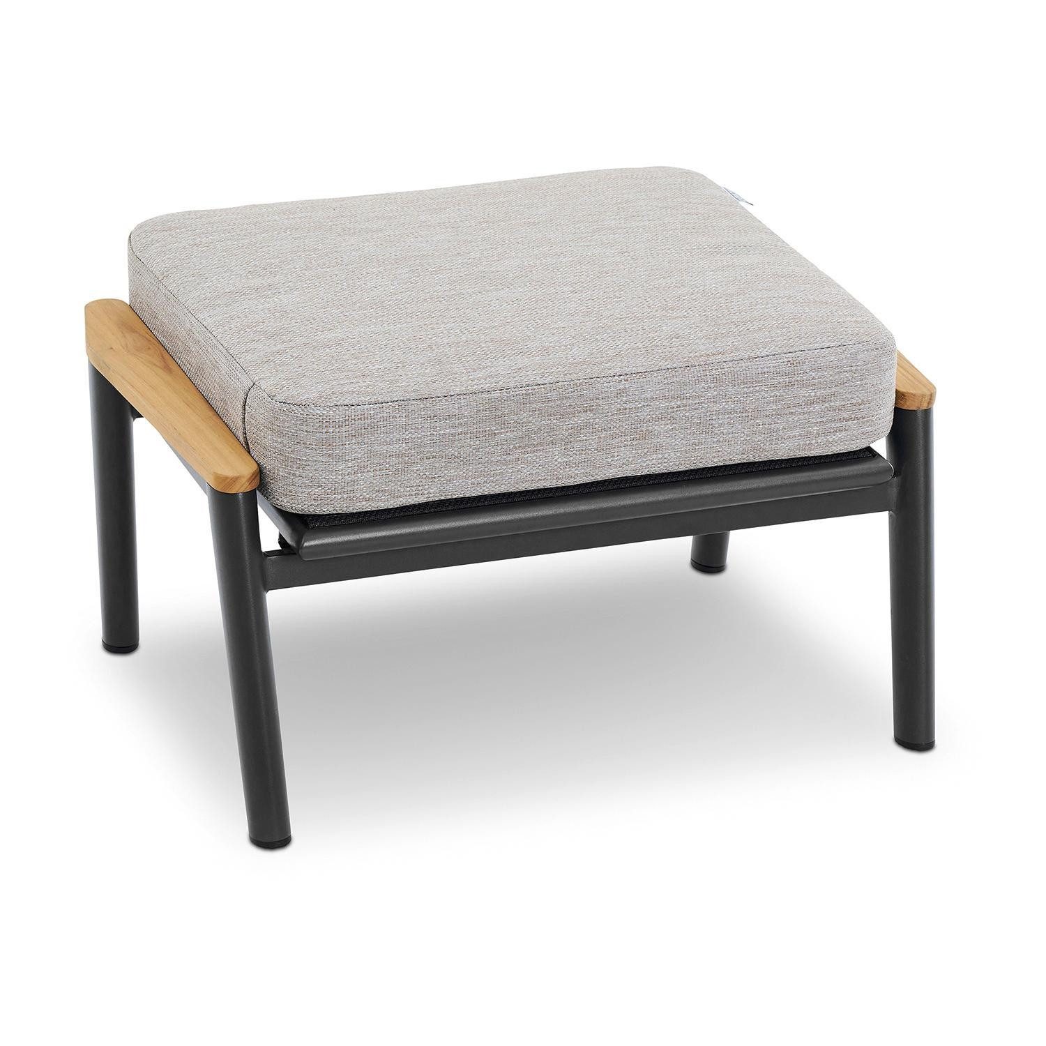 MONDO Gartenlounge-Hocker LATEA, Anthrazit, Grau, Braun, Aluminium, mit Kissen, B 53 x H 39,5 x T 68,5 cm