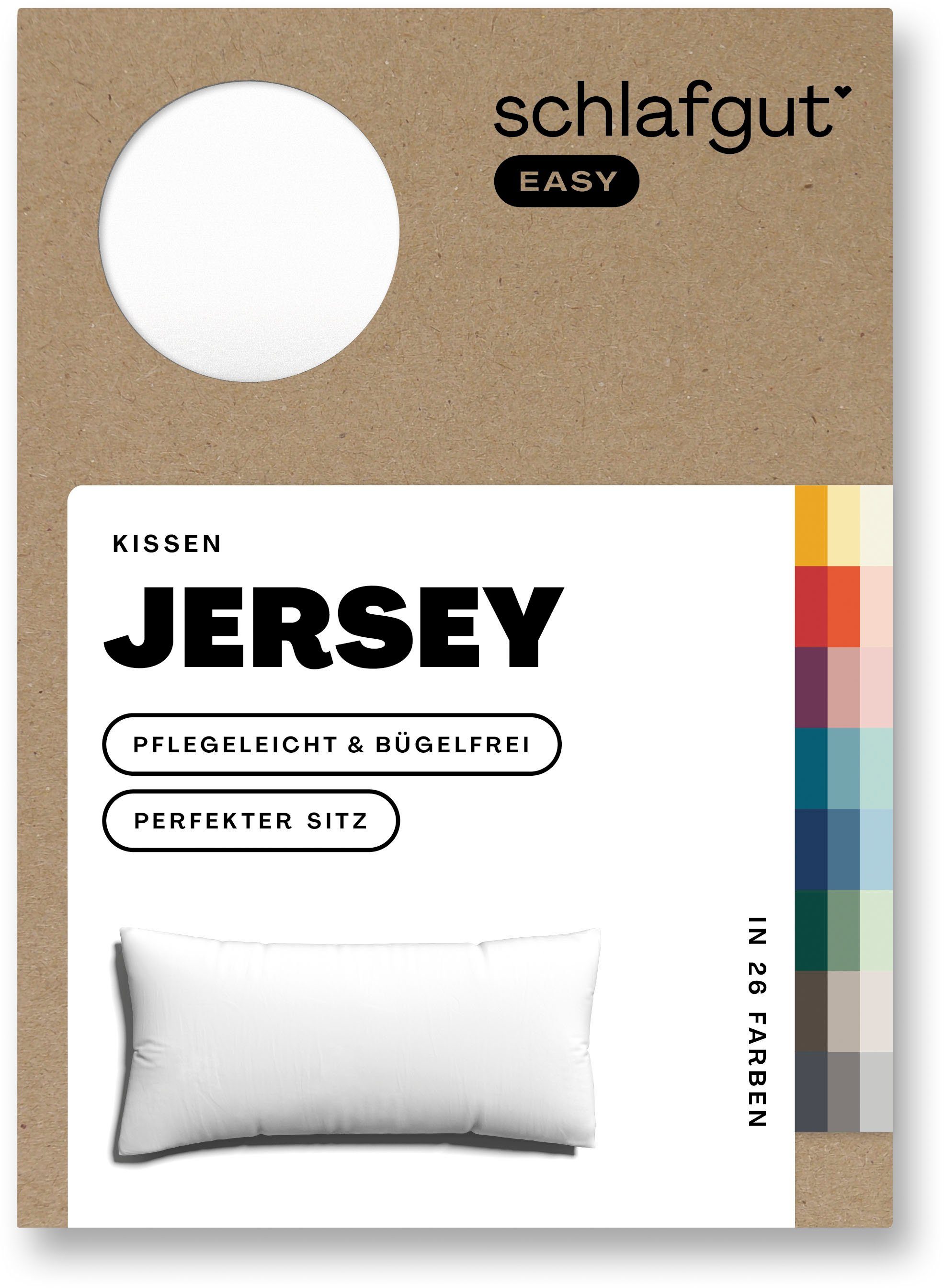 Schlafgut Kissenbezug EASY JERSEY Kissenhülle 100% Baumwolle, weicher Edel-Jersey, bügelfrei, (1 Stück), mit farblich angepasstem Reißverschluss, pflegeleicht, formstabil