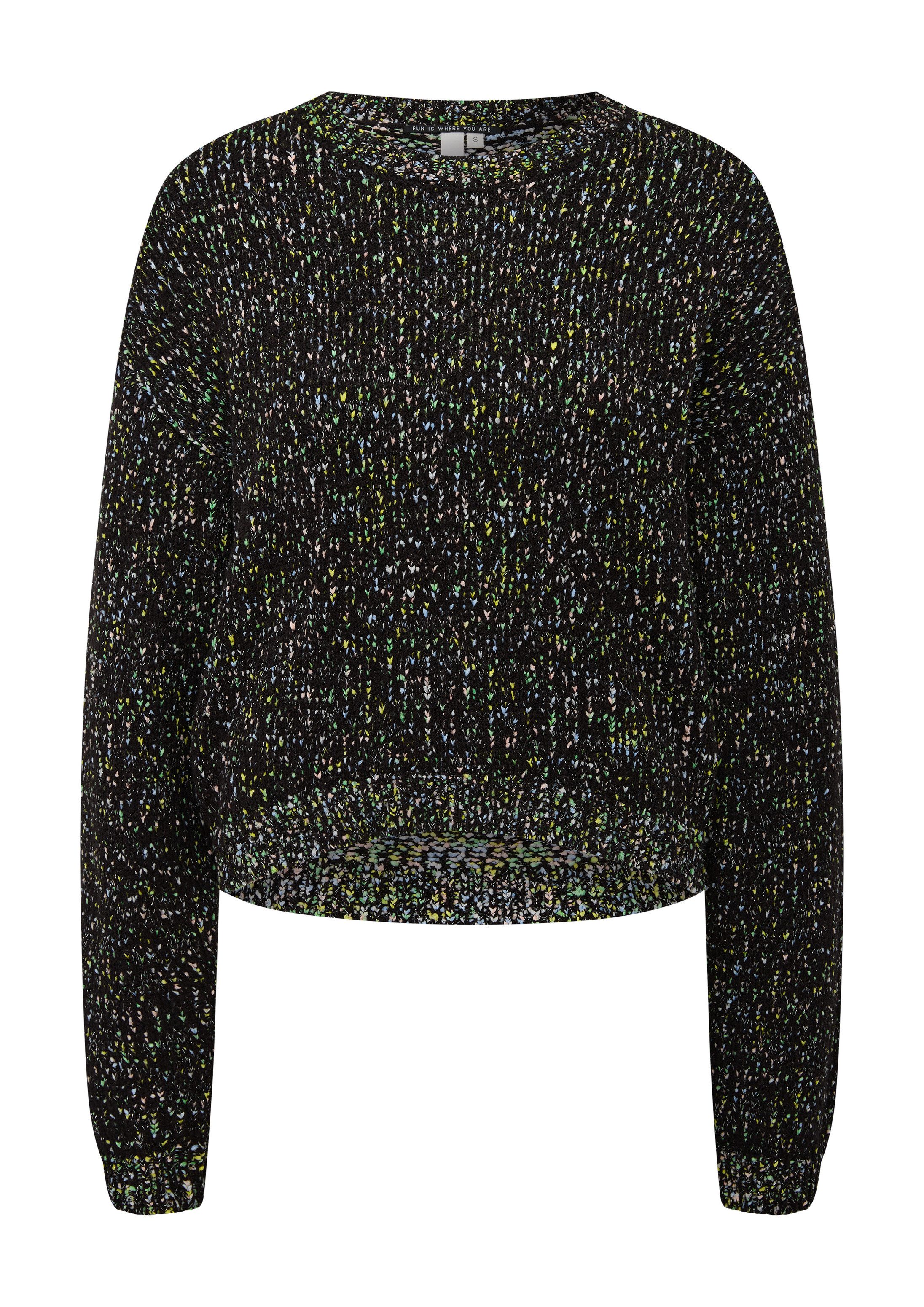 QS Longpullover Strickpullover Mehrfarbiger Strickpullover mit Glitzergarn