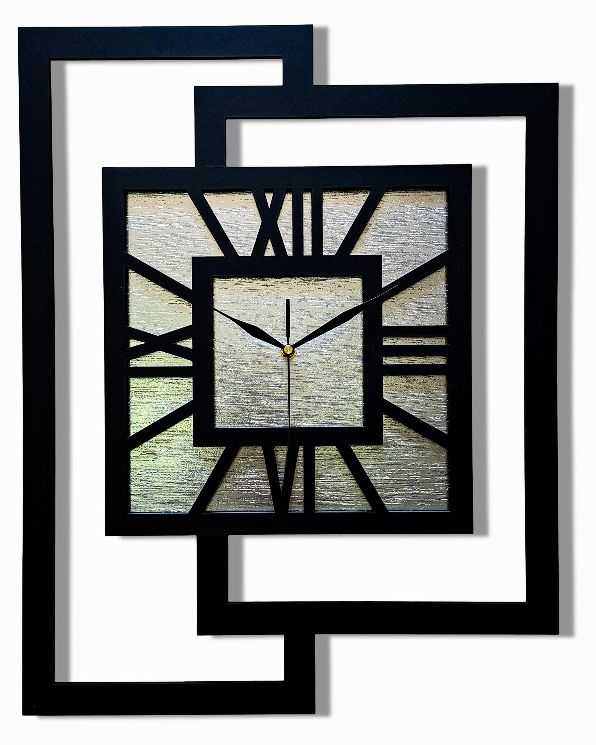 ORNAMENTI Wanduhr Grosse, moderne, geometrisch, Holz, hingucker, Loft, Rechteck (römisch, römische Ziffern, ohne Ticken, Wanddeko)