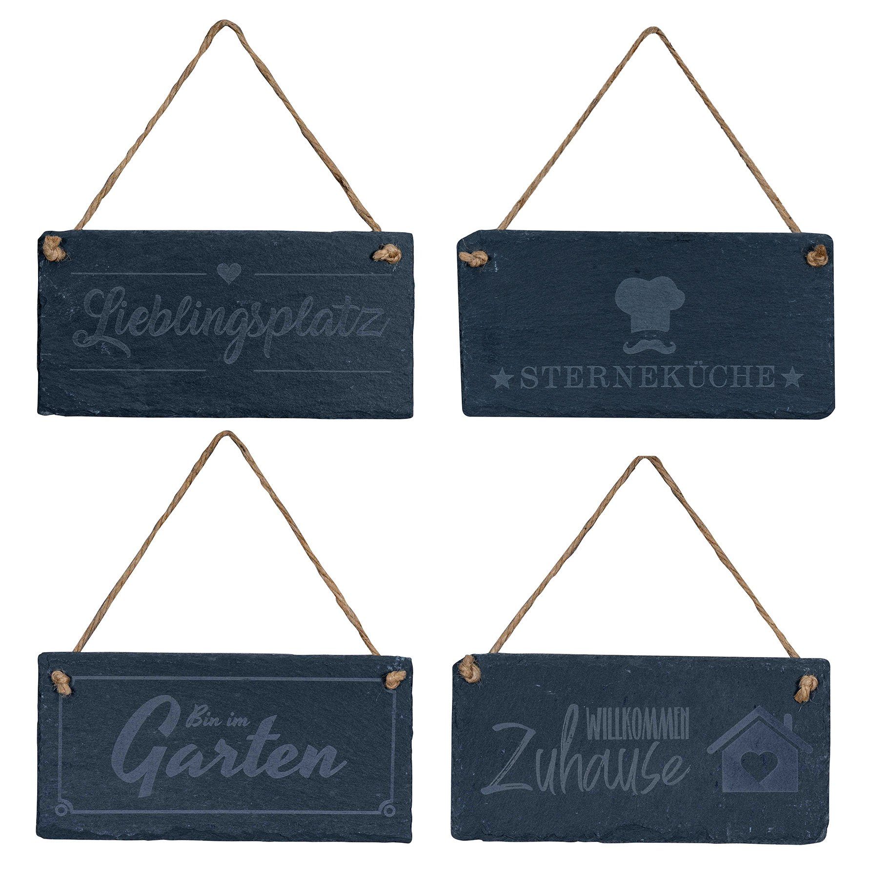 Levandeo® Memoboard, 4er Set Schiefertafel 20x10cm Sprüche Kreidetafel