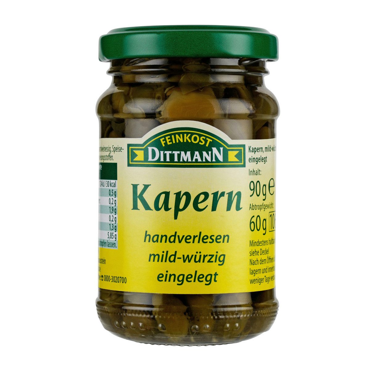 Feinkost Dittmann Gemüsekonserve, Feinkost Dittmann Kapern mild würzig eingelegt ATG 60g Glas 90 g