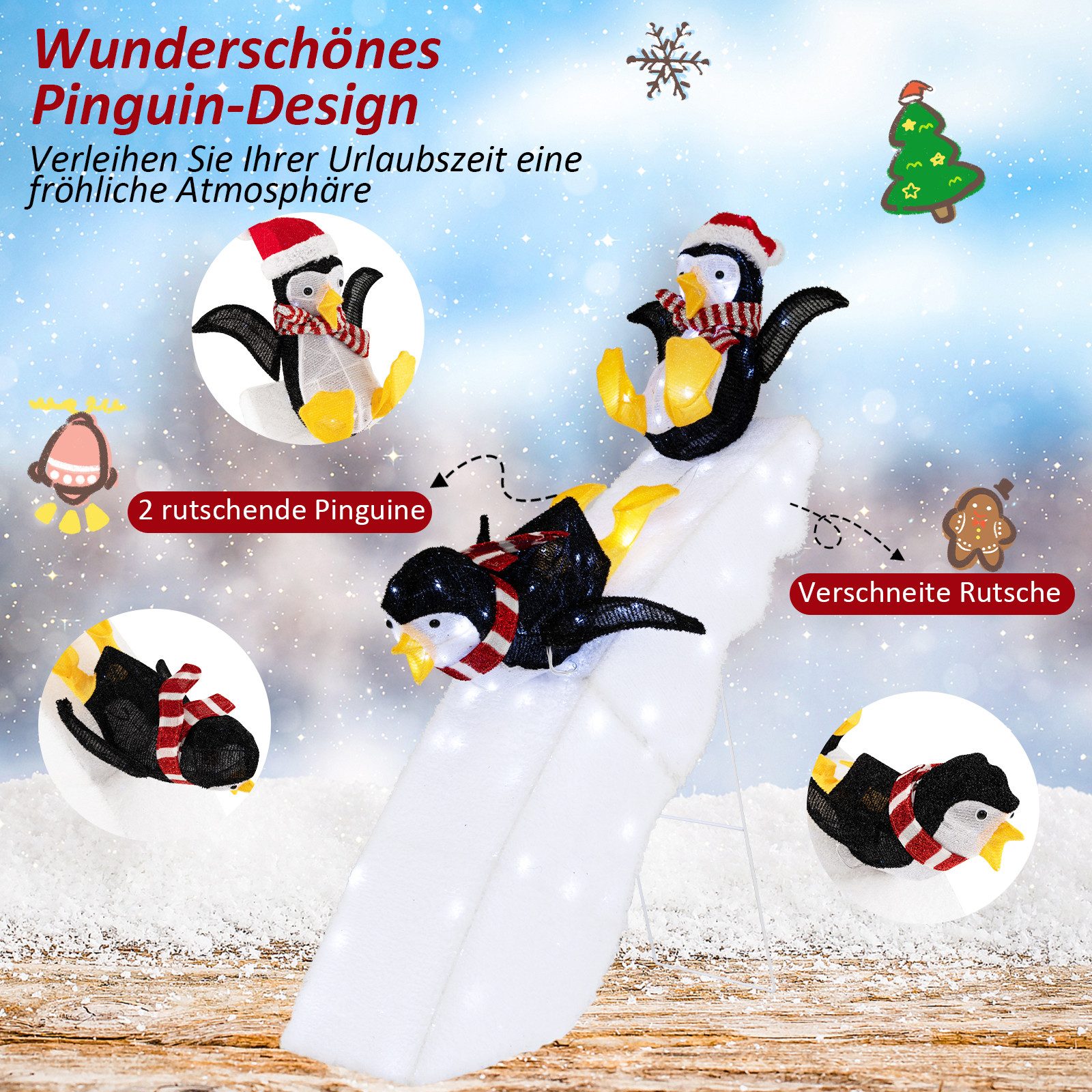 COSTWAY Weihnachtsfigur (1 St), Weihnachtsdekoration, Pinguin-Dekoration, günstig online kaufen