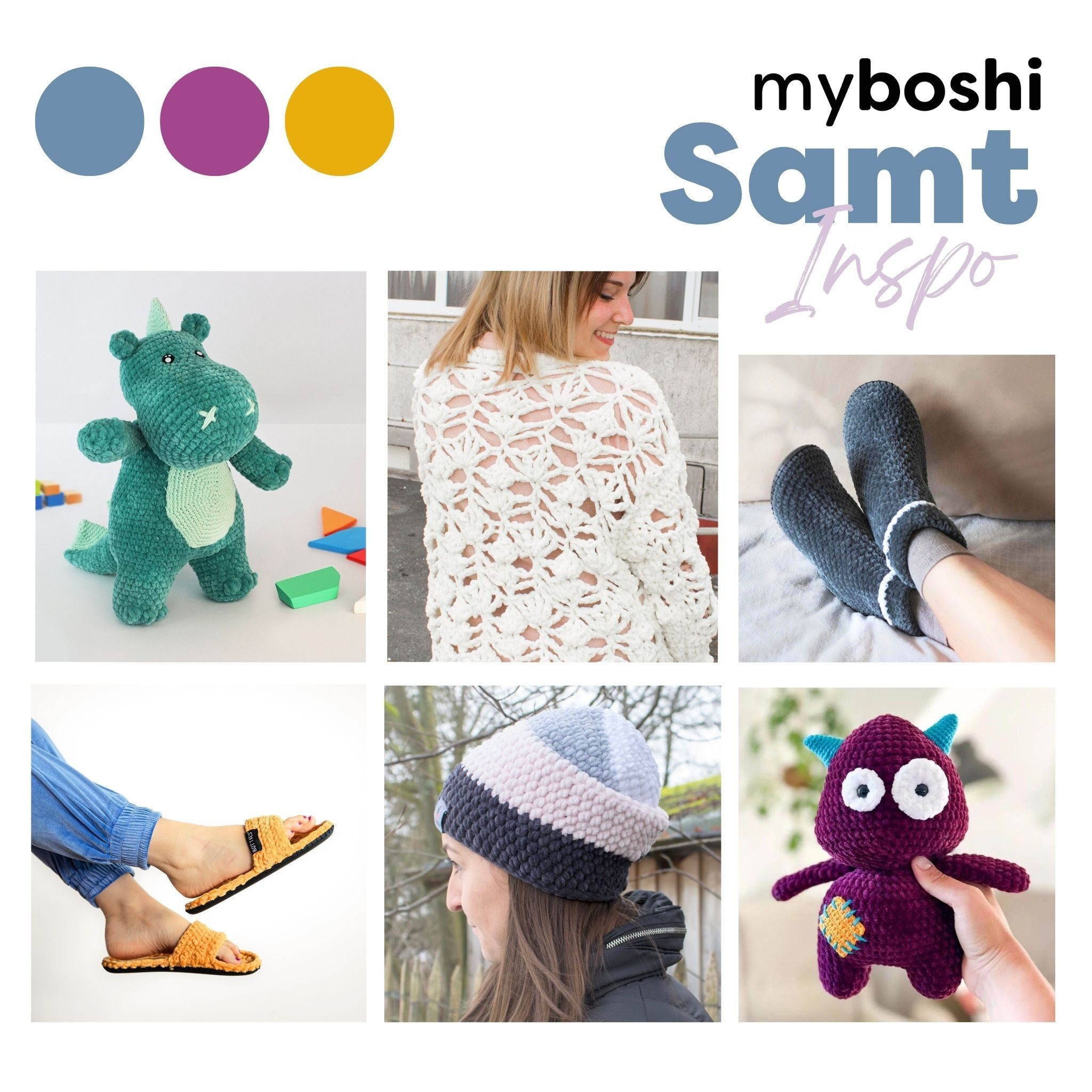 myboshi Samt Wolle, Chenille Garn Häkelwolle, 100 m (1-St., Samt Wolle Original Chenille Garn), Uni