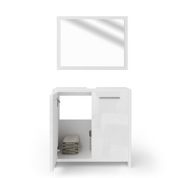 Vicco Badmöbel-Set Badezimmerset KIKO Weiß / Weiß Hochglanz Set 1, (2-er Set, 2-St., 2-er Set)