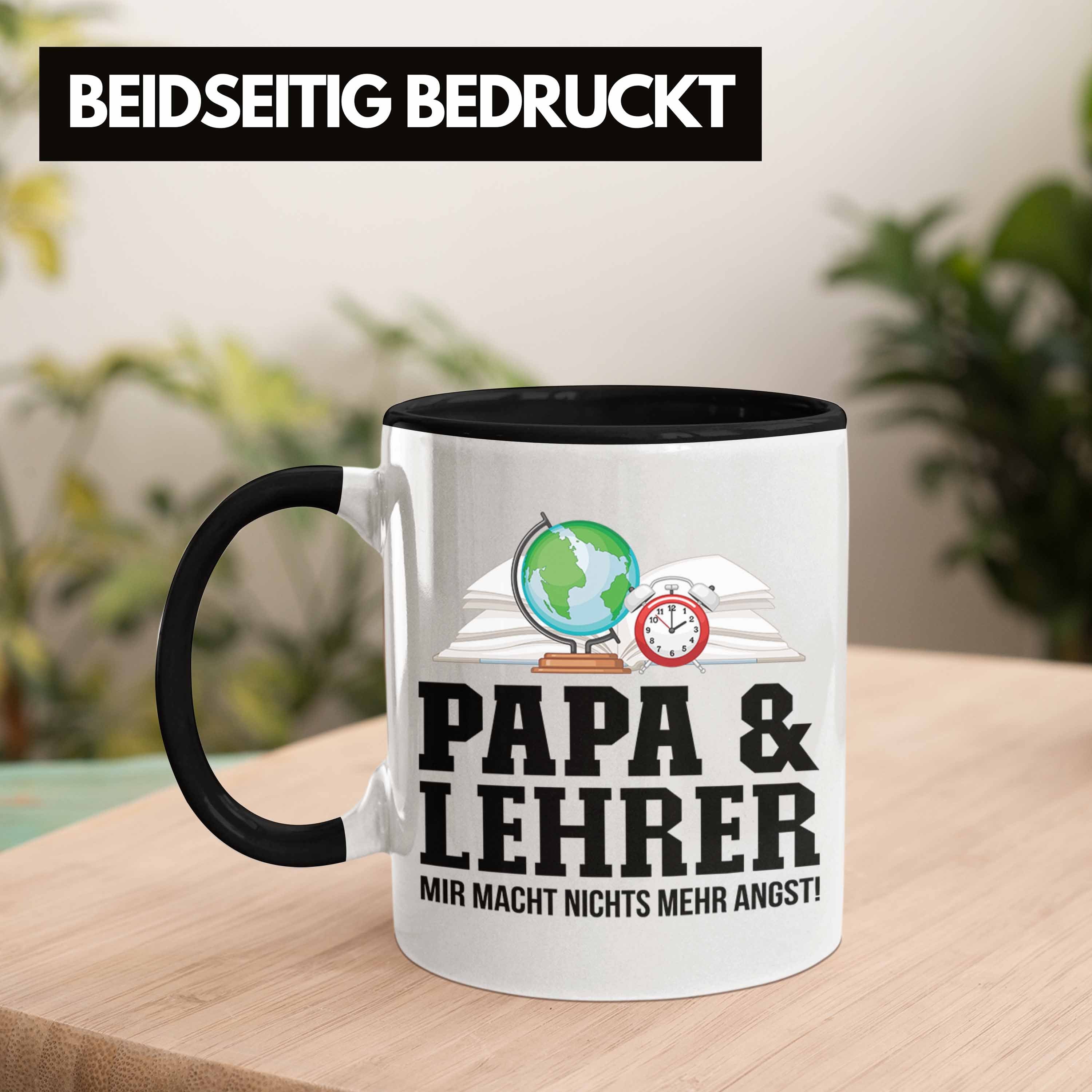 und Gebur Papa - Lehrer Trendation Tasse für Vater Geschenkidee Lehrer Schwarz Tasse Trendation