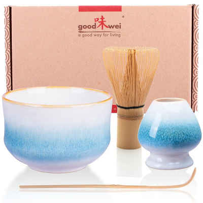 Goodwei Чайний сервіз Matcha-Set "Rindō" 80 mit Teeschale, Matchabesen und Besenhalter (4-tlg), 1 Personen, Keramik