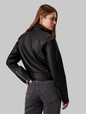 Calvin Klein Jeans Lederjacke CLASSIC FAUX LEATHER BIKER mit Gürtel