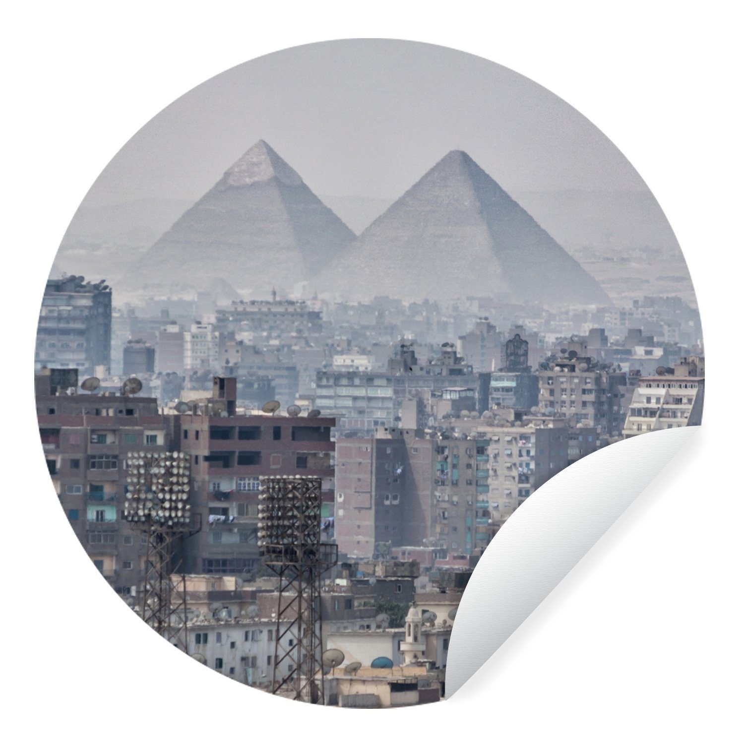 Tapetenkreis Rund, Ägypten Blick Wandsticker (1 von Kairo Pyramiden - die Wohnzimmer Kinderzimmer, auf MuchoWow Tapetenaufkleber, für St),