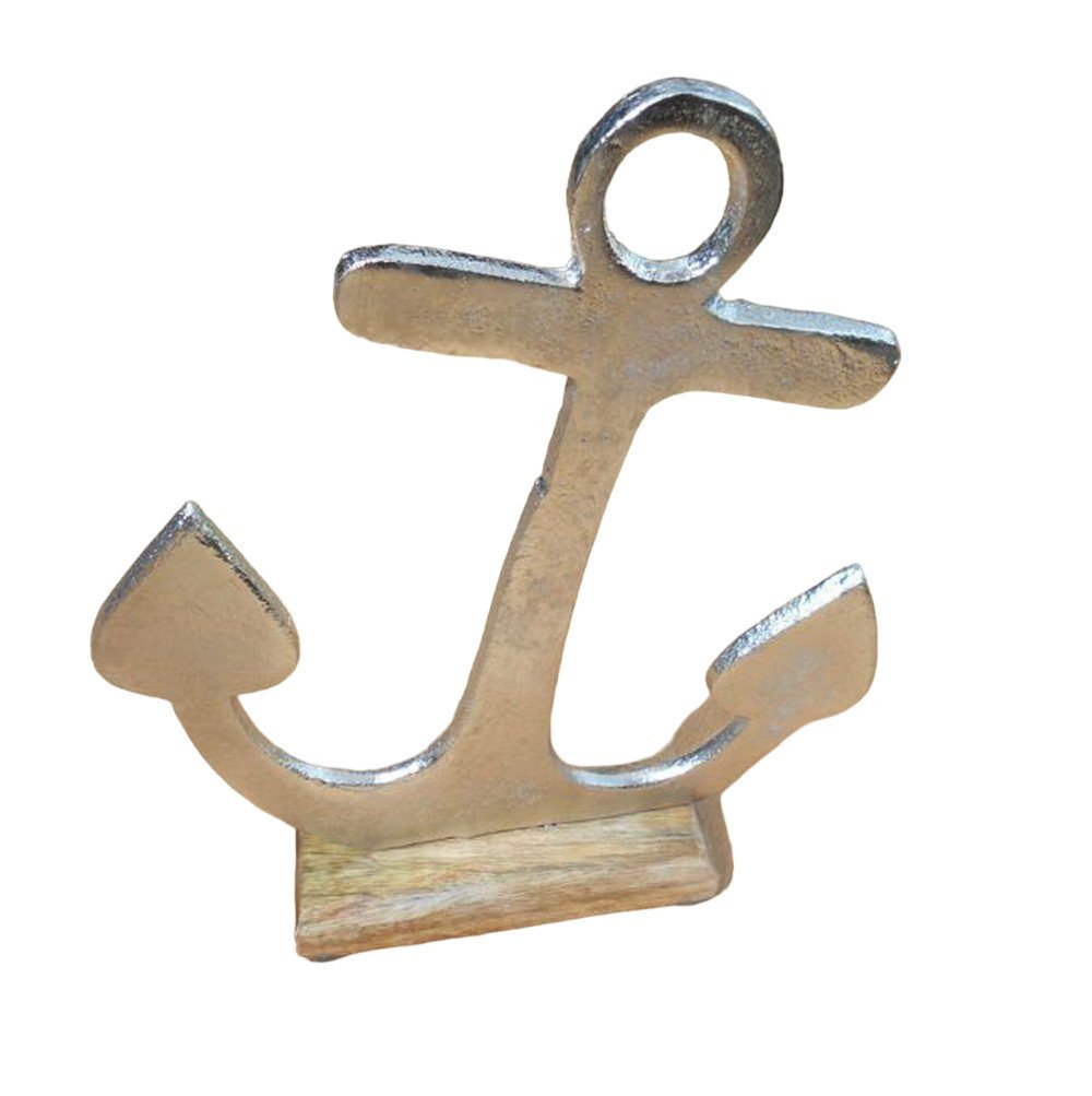 Dekoobjekt Deko-Anker Maritimes Dekoobjekt Aluminium + Holz massiv 20 cm hoch