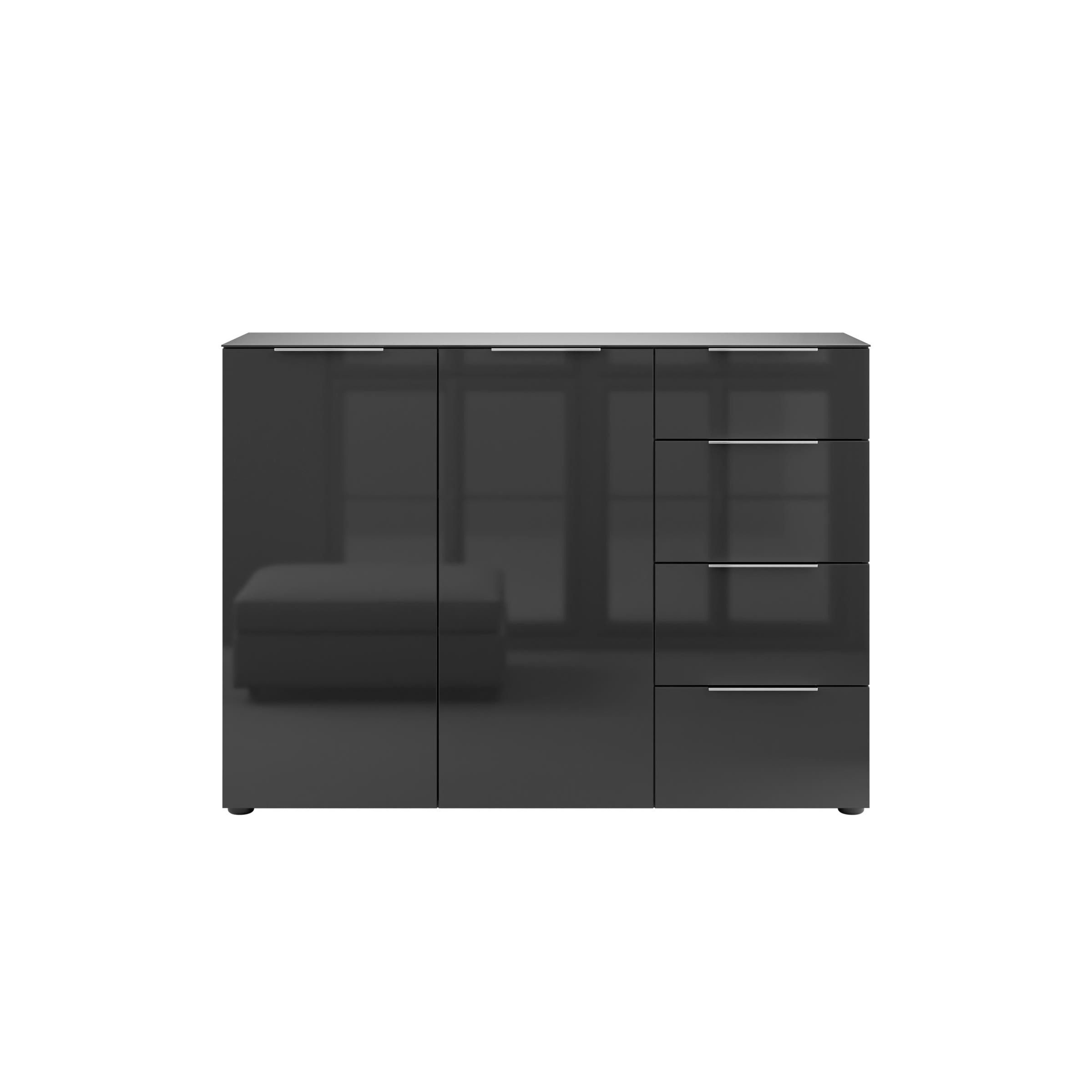 freiraum Sideboard style, in anthrazit matt - Glas anthrazit - 135x98,7x40cm (BxHxT)