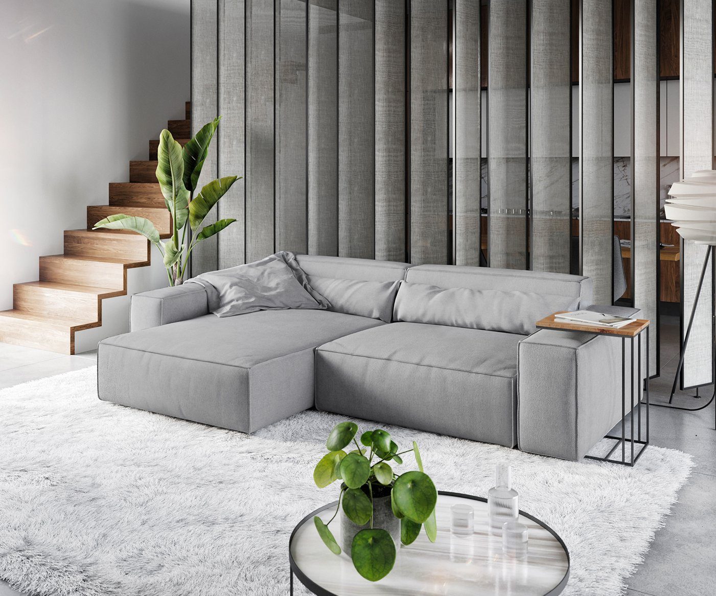 DELIFE Ecksofa Sirpio, XL Mikrofaser Taupe günstig online kaufen