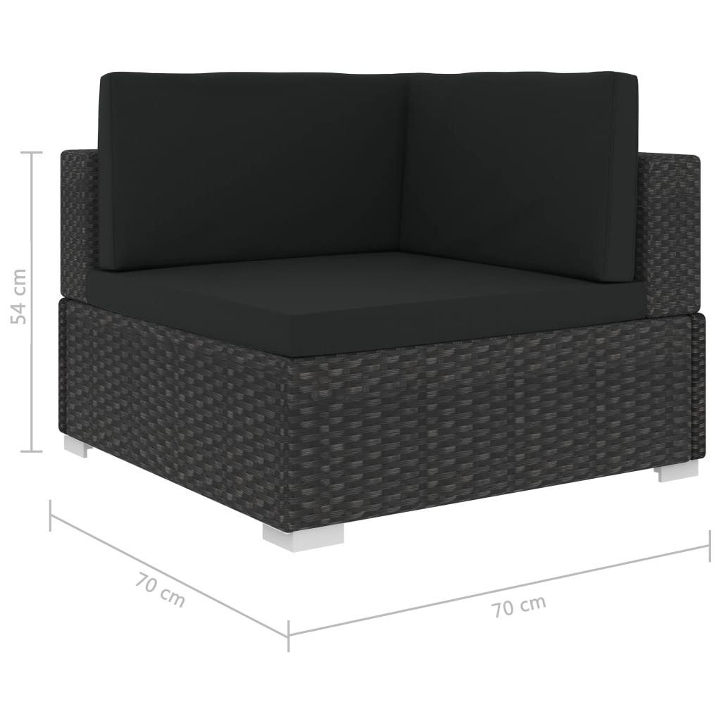 vidaXL 2 mit Schwarz, Loungesofa 2 Stk. Auflagen Poly Ecksofas Teile Rattan