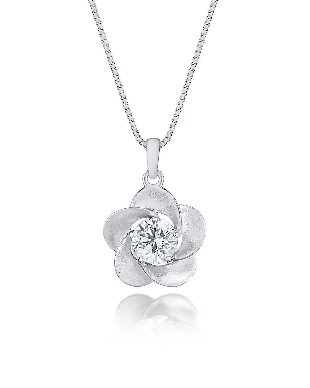 Kette mit Anhänger 'Viola' Damen Halskette Silber 925 mit Blumen-Anhänger