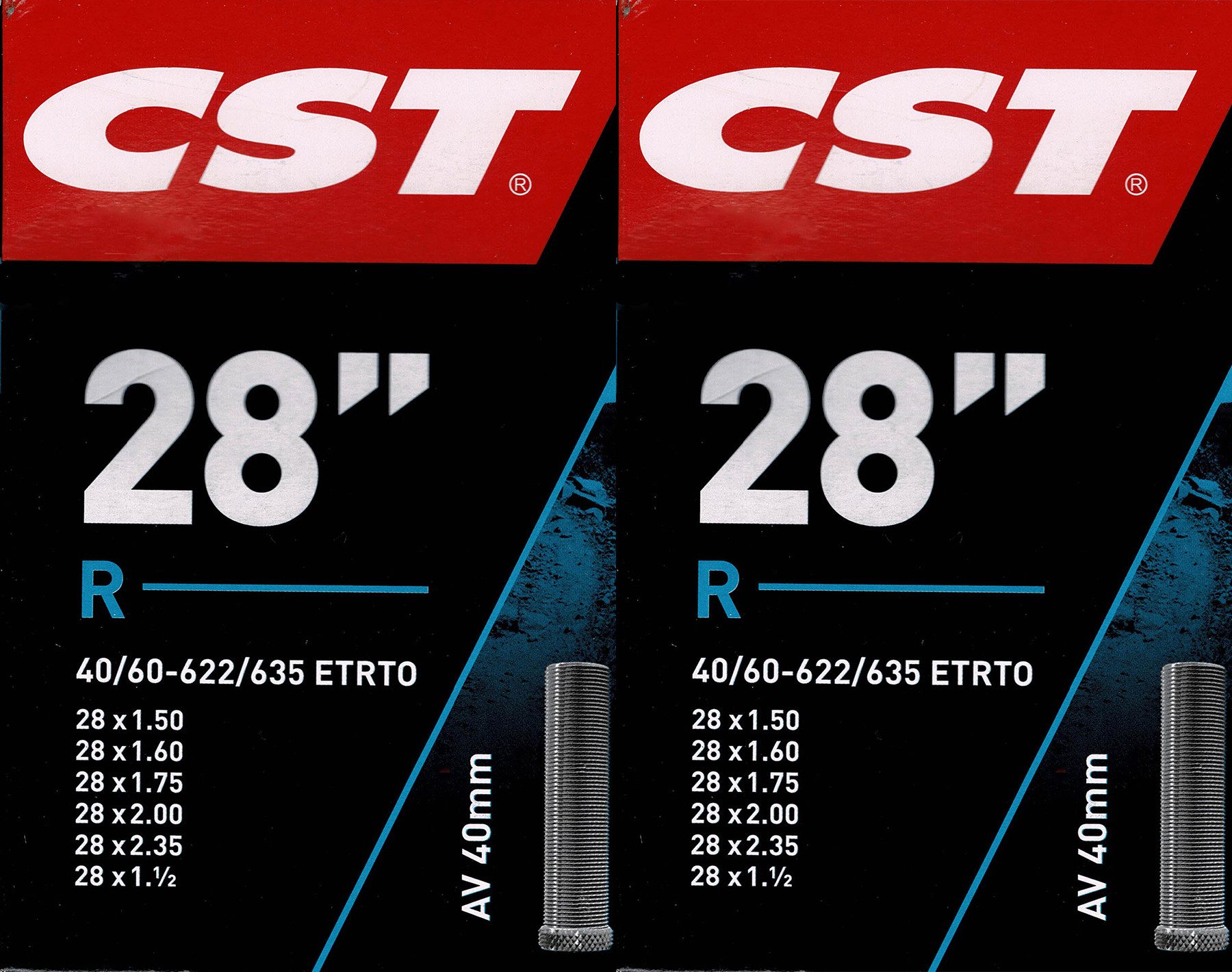 CST Fahrradschlauch 2x CST 28/29 AV Schlauch 28/29 Zoll (40/60-622/635), (2-St)