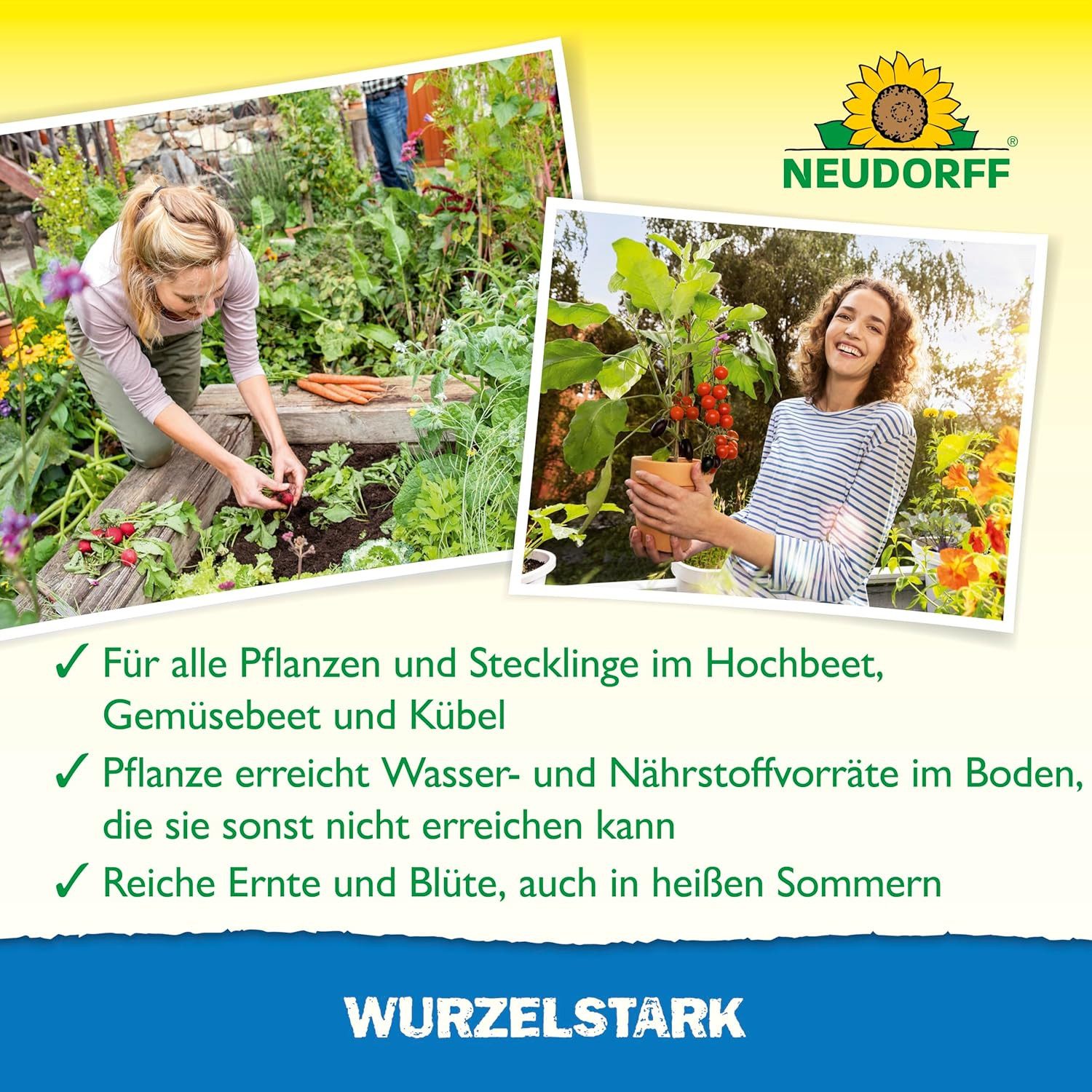 Neudorff Pflanzenstärkungsmittel Wurzelstark 36 g, Bodenhilfsstoff mit Mykorrhiza, 4 Portionsbeutel à 9 g, Mit Mykorrhiza-Pilzen zur Erweiterung des Wurzelnetze – Bild 2 von 4