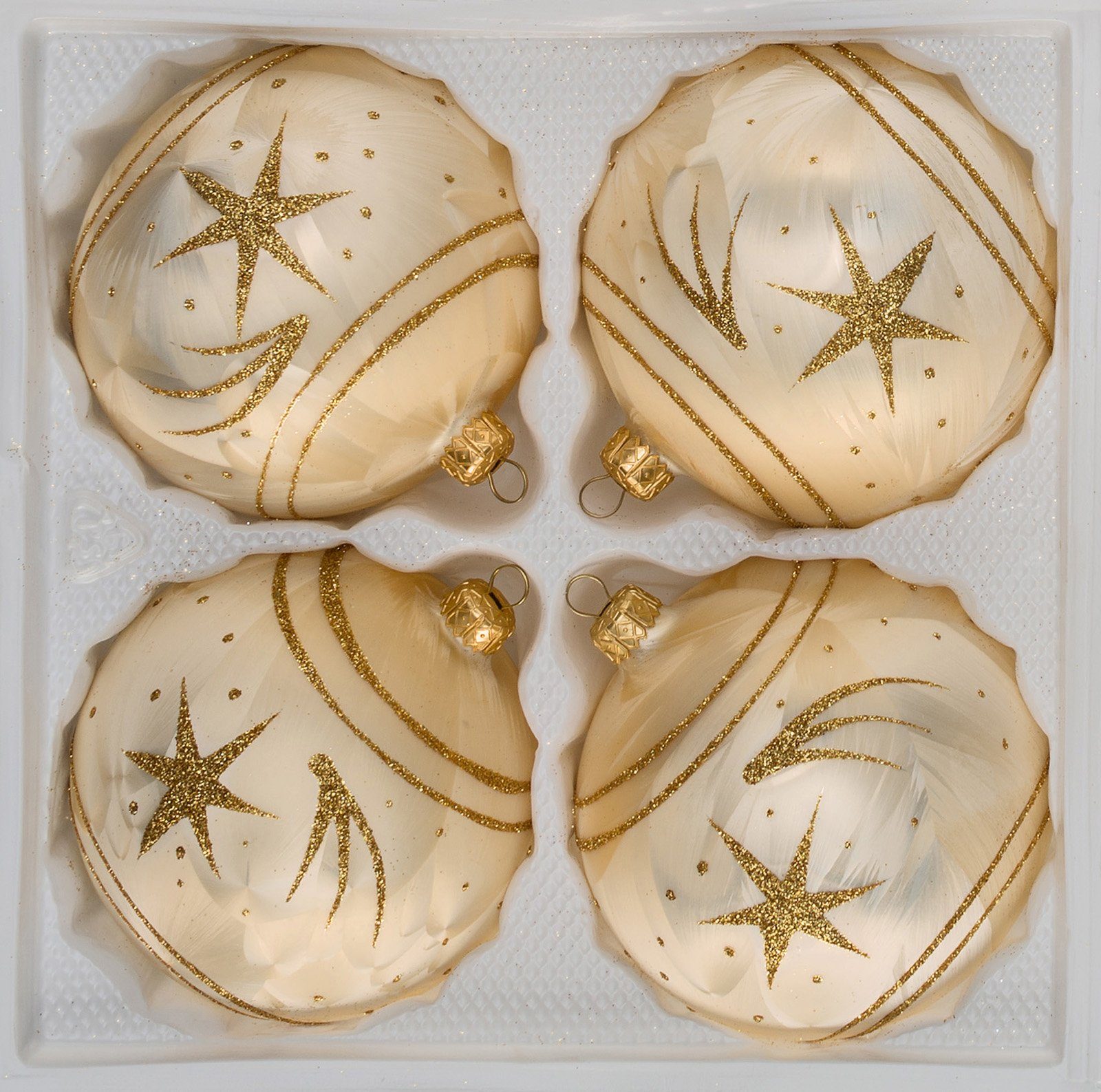 Navidacio Weihnachtsbaumkugel 4 tlg. GlasWeihnachtskugeln Set 8cm Ø in