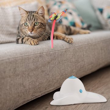relaxdays Tier-Intelligenzspielzeug Katzenspielzeug mit Schmetterling, Kunststoff