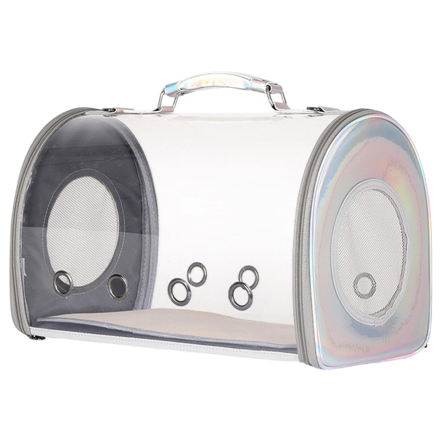 Refttenw Tiertransportbox Transparent Transporttasche für Hunde & Katzen für Ourdoor Reisen bis 6,5 kg, mit Verstellbarer Abnehmbar Schultergurt