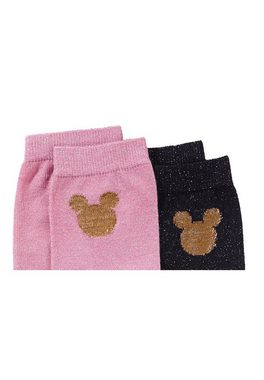 ONOMATO! Socken Mickey Mouse Damen Strümpfe Socken 4er Pack (4-Paar) rosa/schwarz
