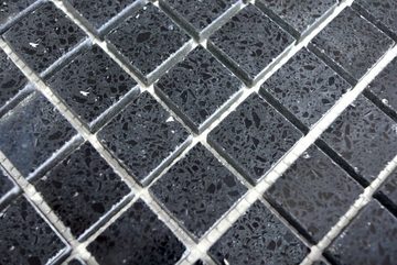 Mosani Bodenfliese Mosaikfliesen Quarz Komposit Kunststein Artificial schwarz