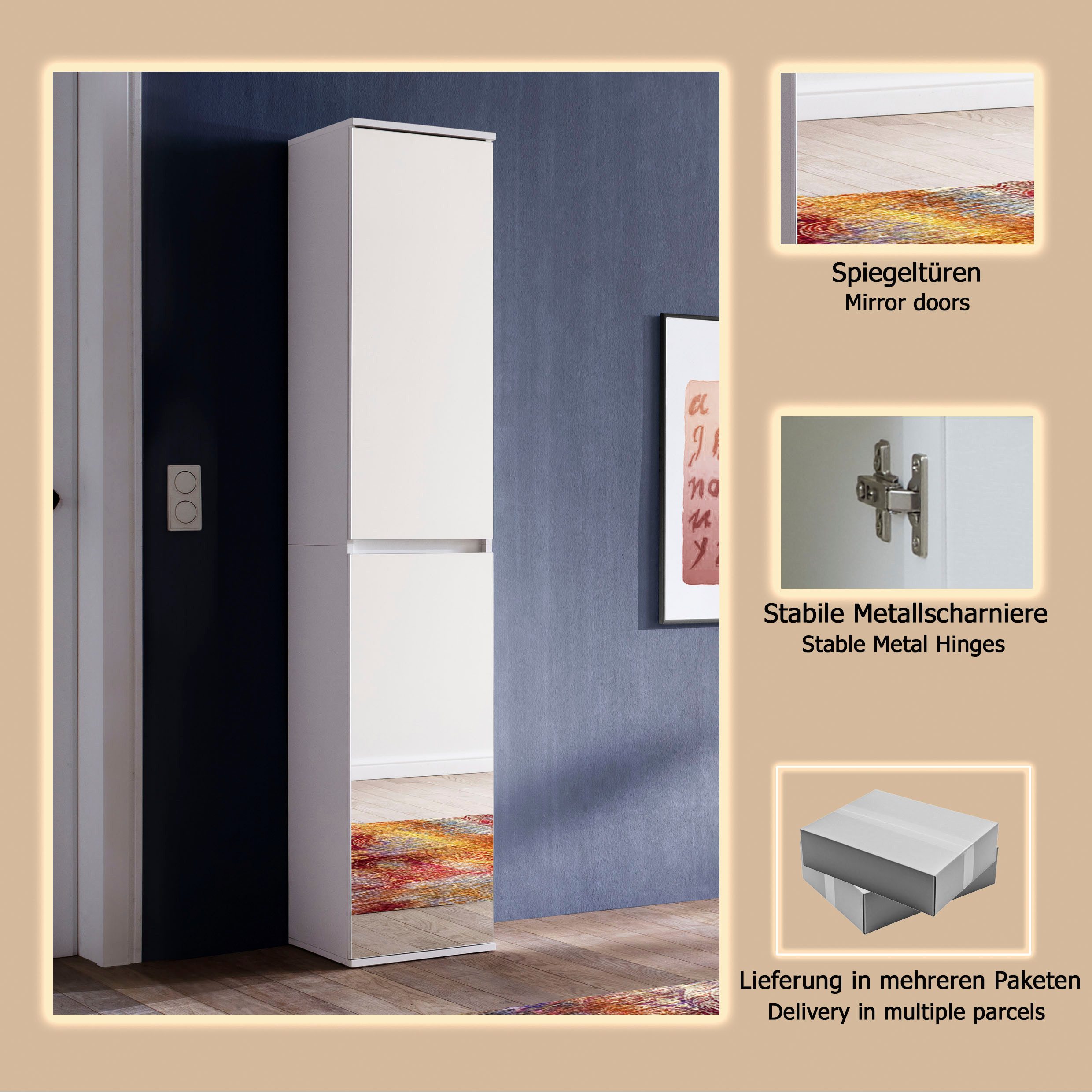 Home affaire Garderobenschrank Malcesine Garderobenschrank mit 2 Türen - (B/T/H) 37/34/191 cm
