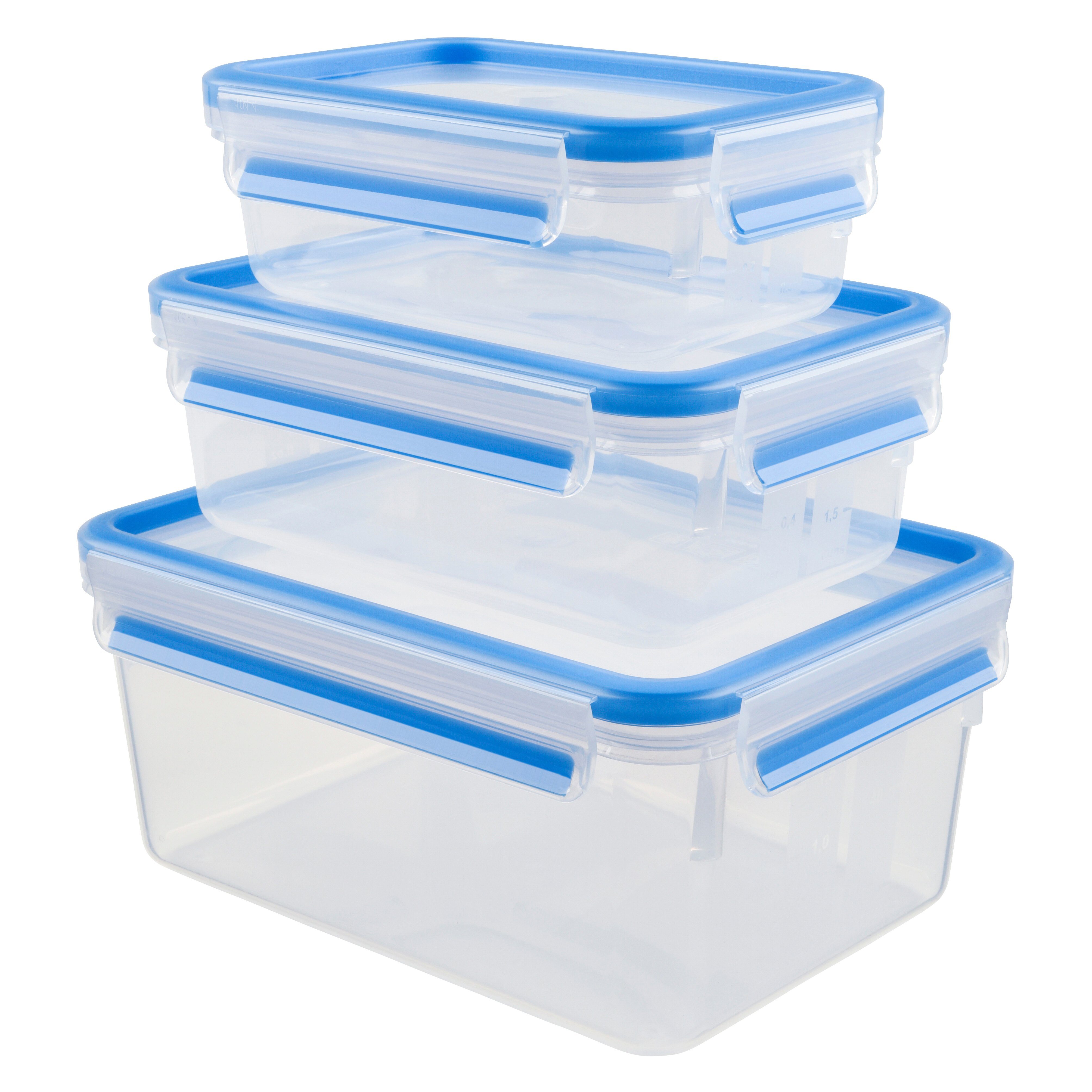Emsa Müslischale CLIP & CLOSE Frischhaltedosen 3er Set, Blau, 0,55 / 1,0 / 2,2 L