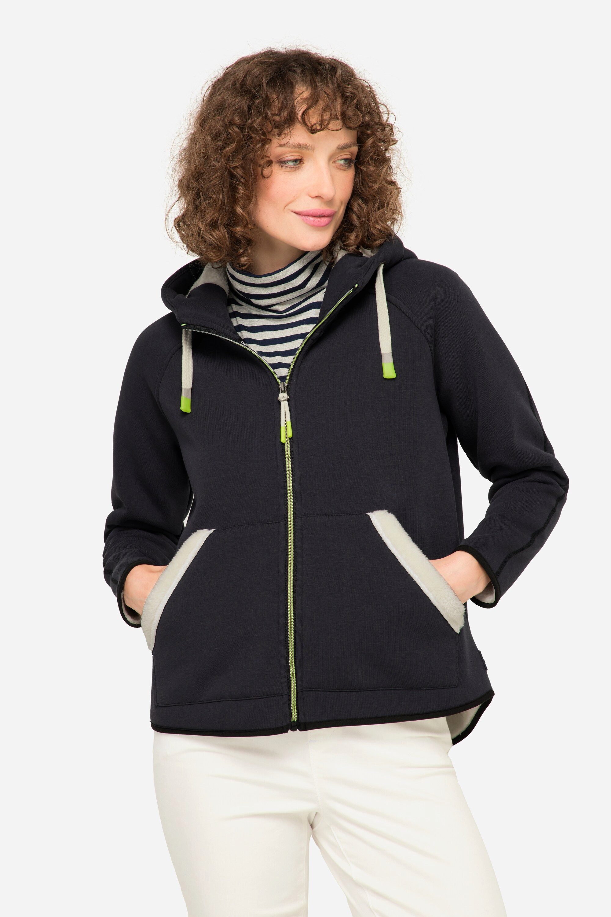 Sweatjacke Hoodie-Jacke Sweat Teddy-Innenseite Kapuze