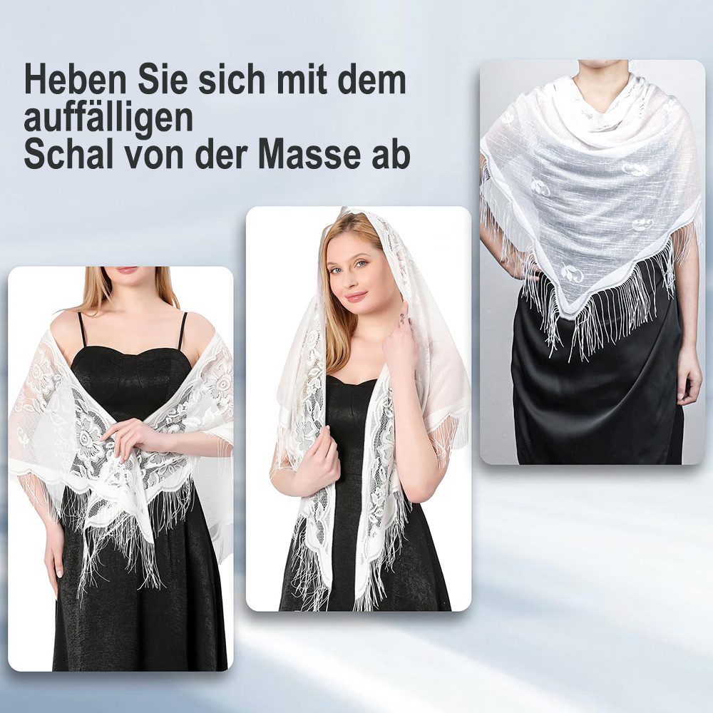 Zaewry Modeschal Stola für Abendkleid,Damen Spitzen-Stola,Dünner Schal Damen, Durchbrochene Sommer Schal Damen,für Hochzeiten, Abendpartys – Bild 4 von 5