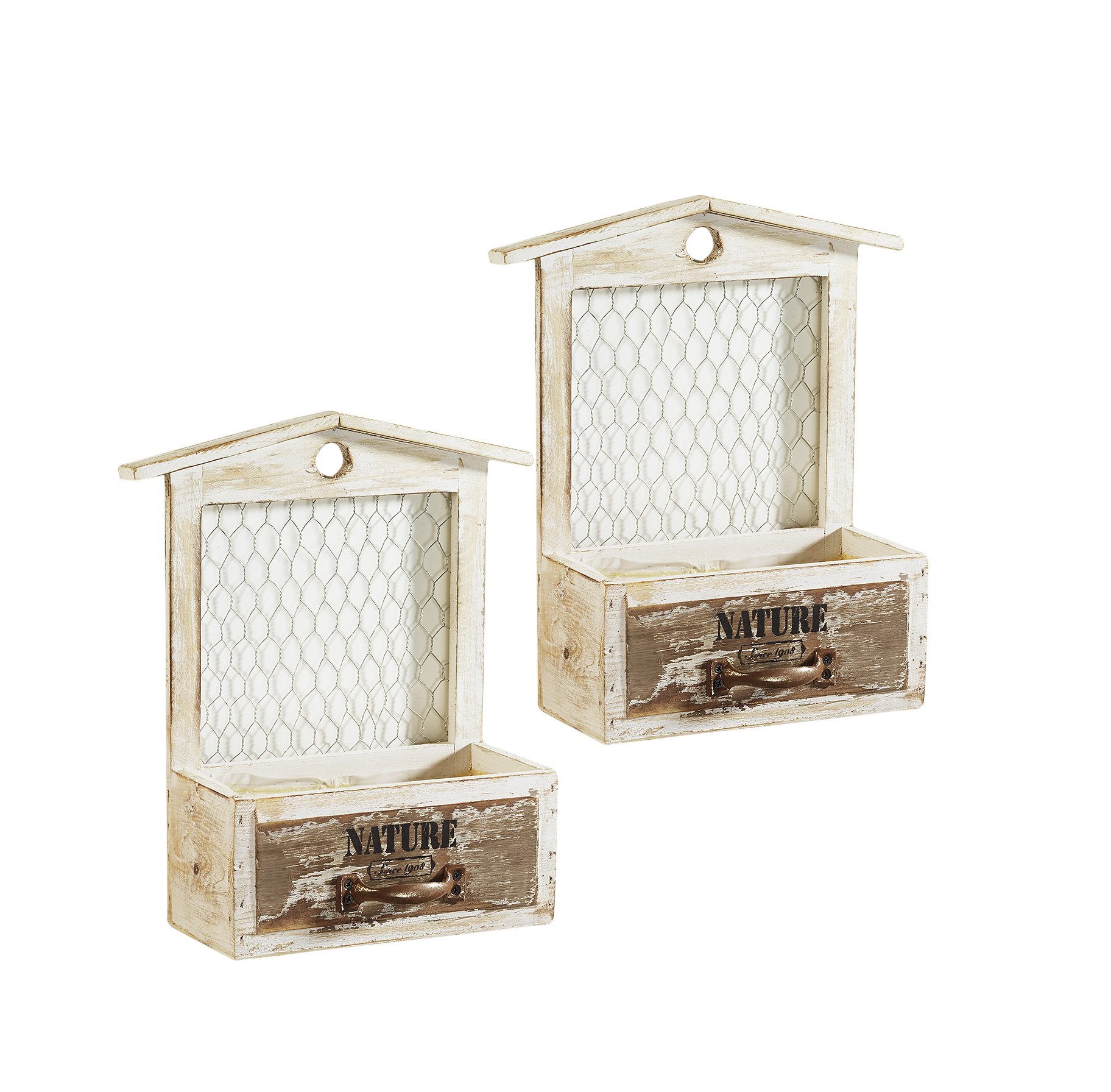 dynamic24 Pflanzentreppe, 2x Mini Holz Blumentopf Pflanzkasten Blumenkasten Deko Shabby Chic