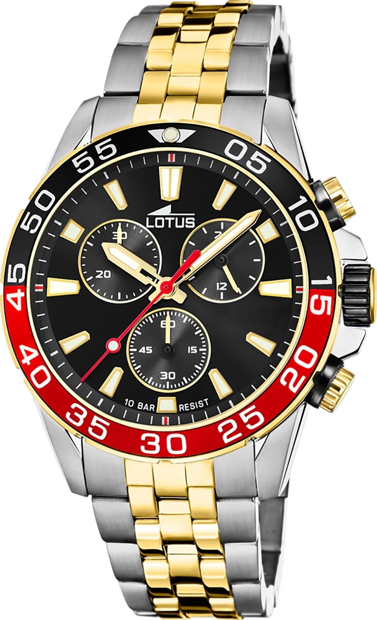 Lotus Quarzuhr Lotus Herren Armbanduhr 18767/4, (Chronograph), Herrenuhr rund, groß (ca. 44mm), Edelstahlarmband, Fashion-Style