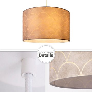 Paco Home Pendelleuchte Hugo Pillar, ohne Leuchtmittel, Pendelleuchte Esstisch Lampe Wohnzimmer Stoffschirm Vintage Modern