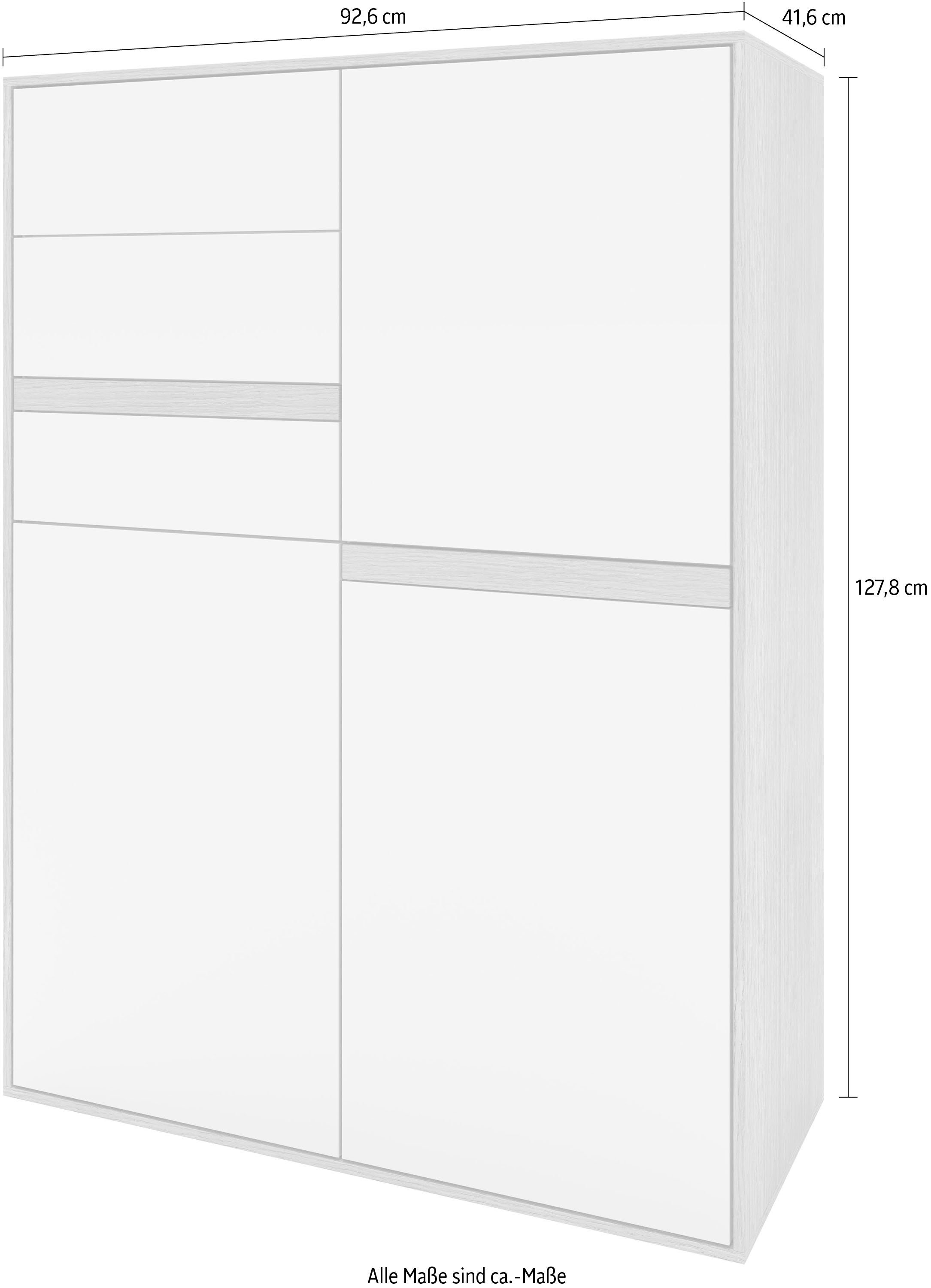 GWINNER Highboard »Calea«, mit Akzentstreifen und drei Schubladen und drei Türen, Breite 92,6 cm-Otto