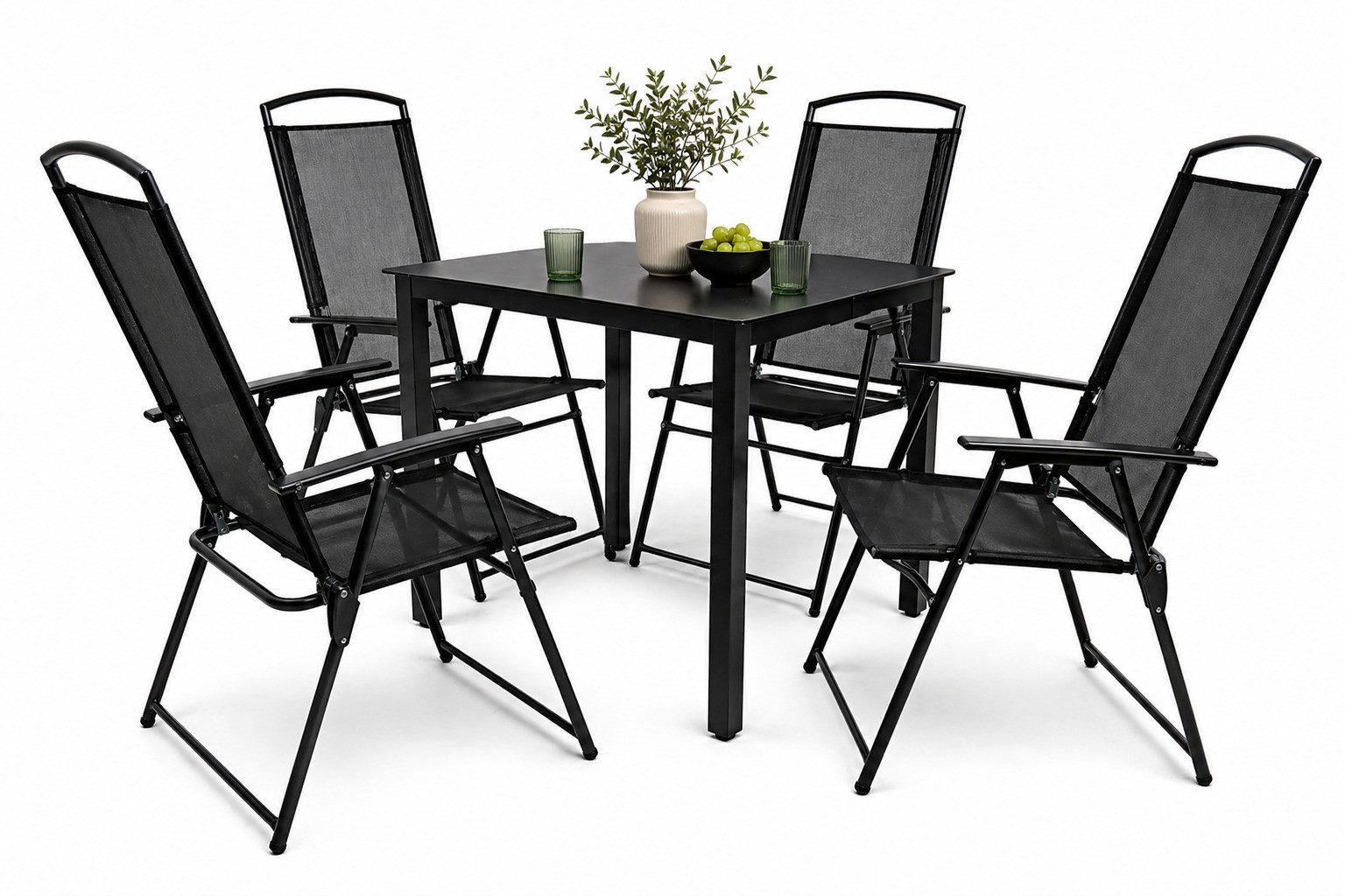 VCM Garten-Essgruppe 5 tlg Gartenmöbel-Set Garlos 4 Stühle Tisch 80x80, (Set, 5-tlg., 1x Tisch 4x Stuhl)