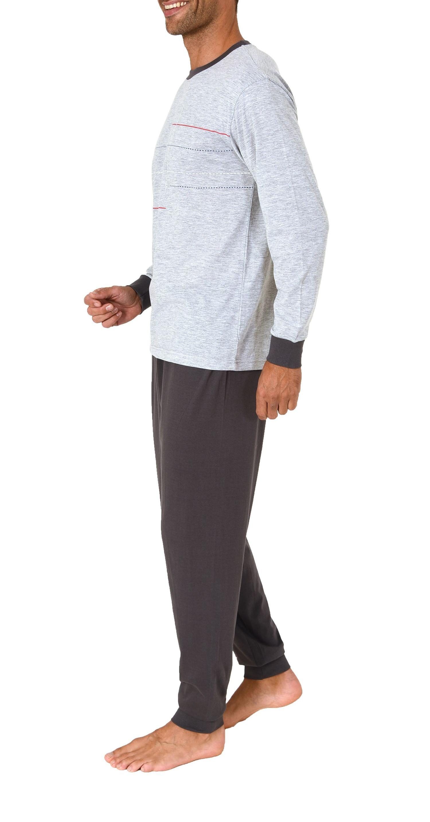 Pyjama Normann Herren langarm Schlafanzug Pyjama mit Bündchen und Frontprint