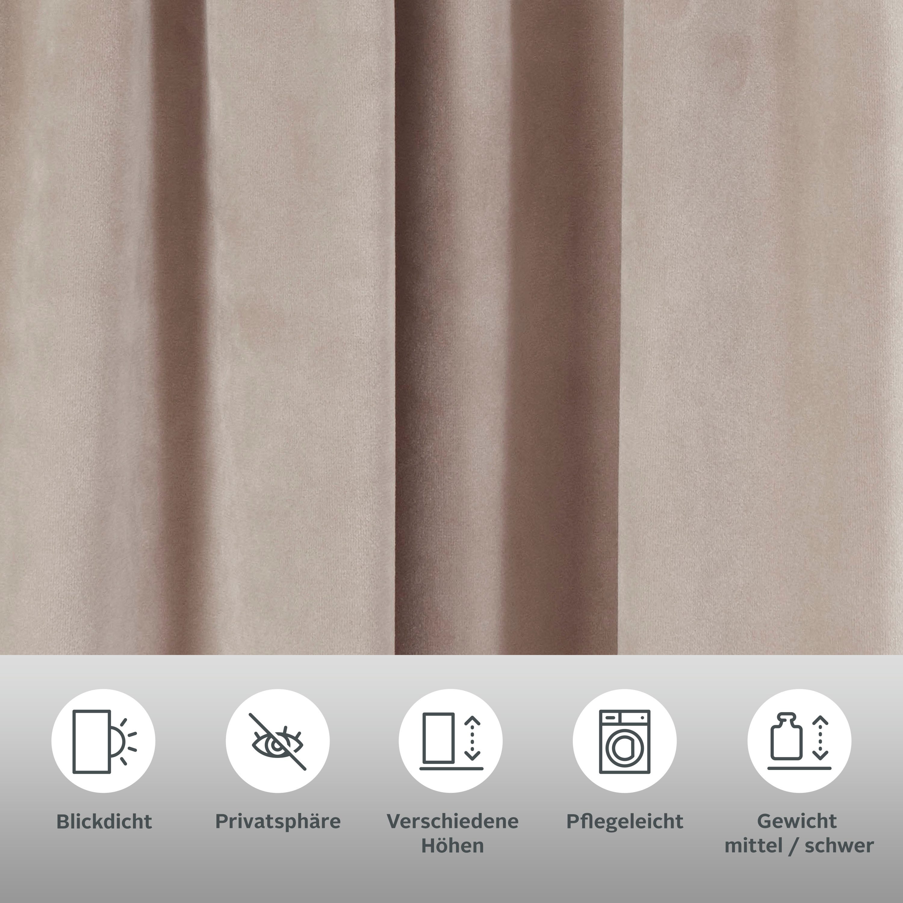 LeGer Home by Lena Gercke Vorhang Samt Ladina (1 St), Stangendurchzug, blickdicht, Polyester, blickdicht, gewebt, verschiedene Größen, 1 Stück, Bestseller