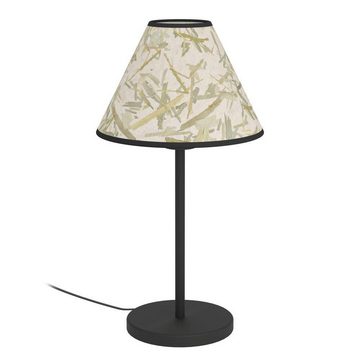 EGLO Tischleuchte OXPARK, ohne Leuchtmittel, Nachttischlampe, Japandi Design, Tischleuchte, Textil, Bambusblättern