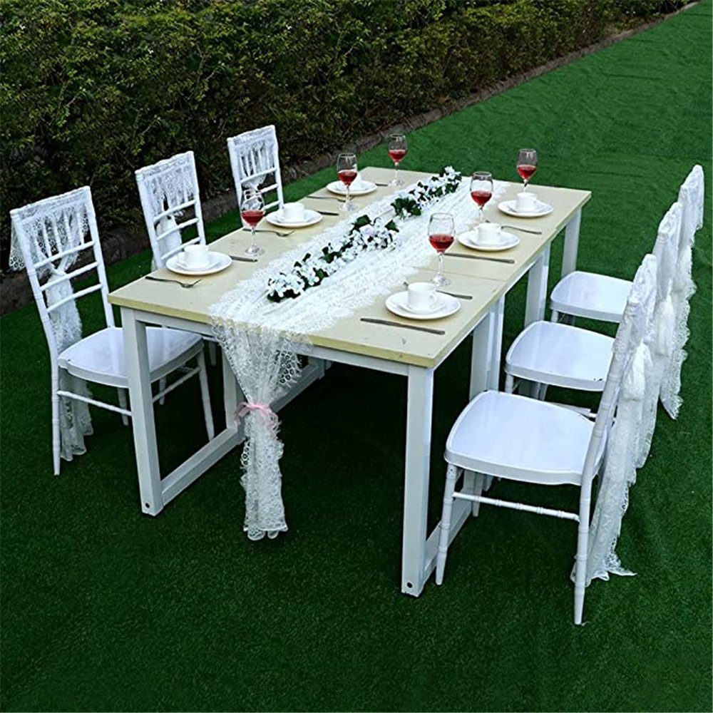 HAMÖWO Tischläufer 36x300cm Spitzen-Hochzeits-Tischläufer,weiße Blumenspitzen-Tischläufer
