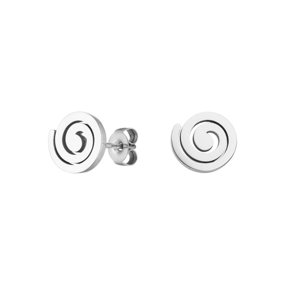 LUUK LIFESTYLE Paar Ohrstecker Spirale, wasserfest & alltagstauglich, hautverträglich, modernes Design, inklusive schöner Schmuckbox Silber