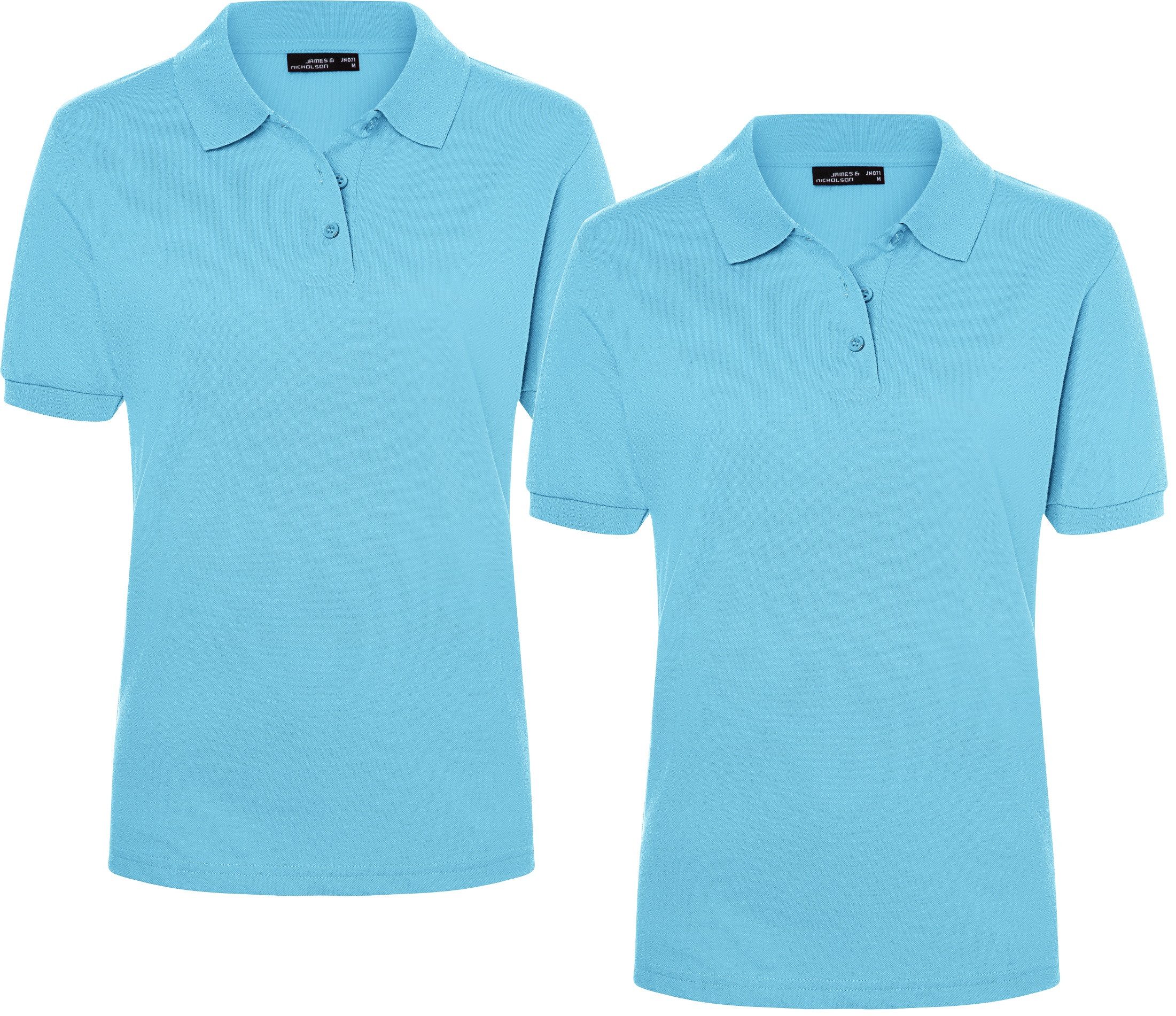 Poloshirt Doppelpack Feines Damen Piqué-Poloshirt mit gestrickten Bündchen JN071