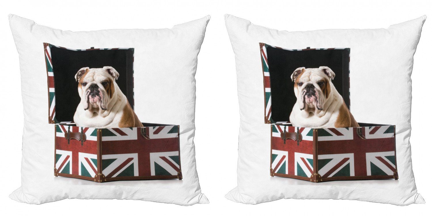 Kissenbezüge Modern Accent Doppelseitiger Digitaldruck, Abakuhaus (2 Stück), Englische Bulldogge Patriotic Dog