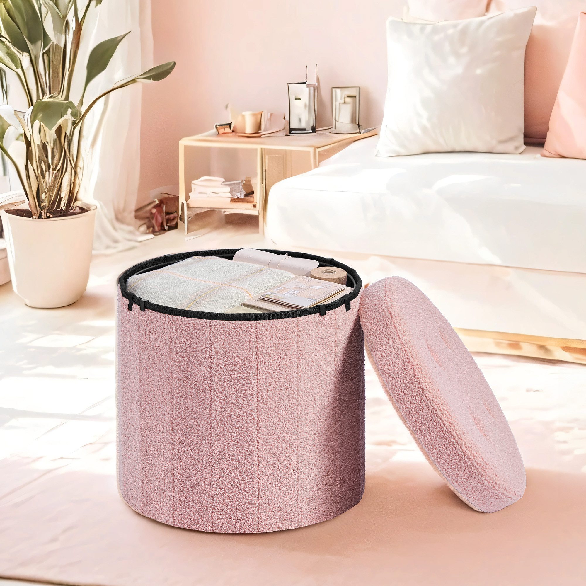 SONGMICS Sitzhocker, mit Stauraum, faltbar, Fleece, günstig online kaufen