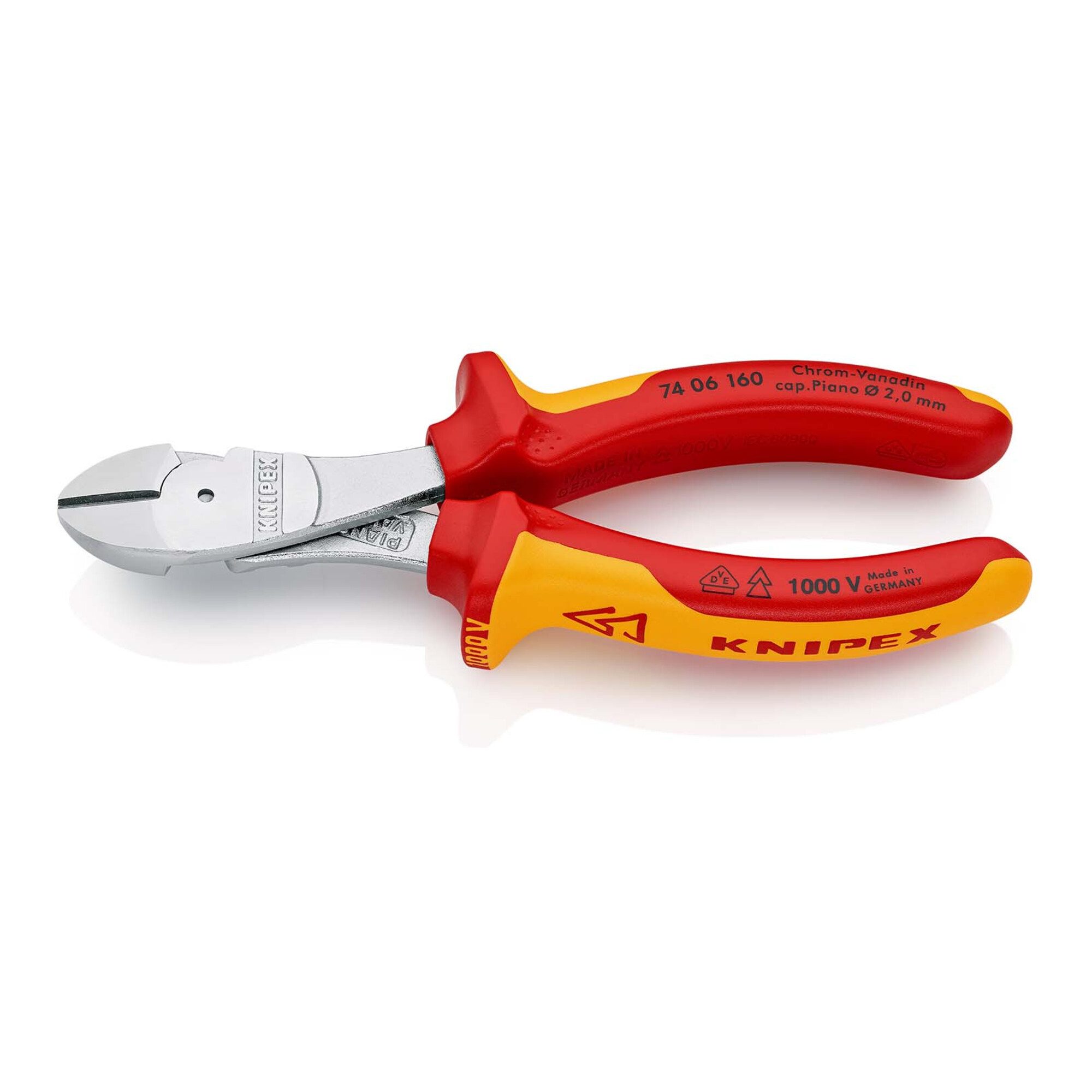 Seitenschneider KNIPEX 74 06 160 Kraft-Seitenschneider isoliert mit Mehrkomponenten-Hü